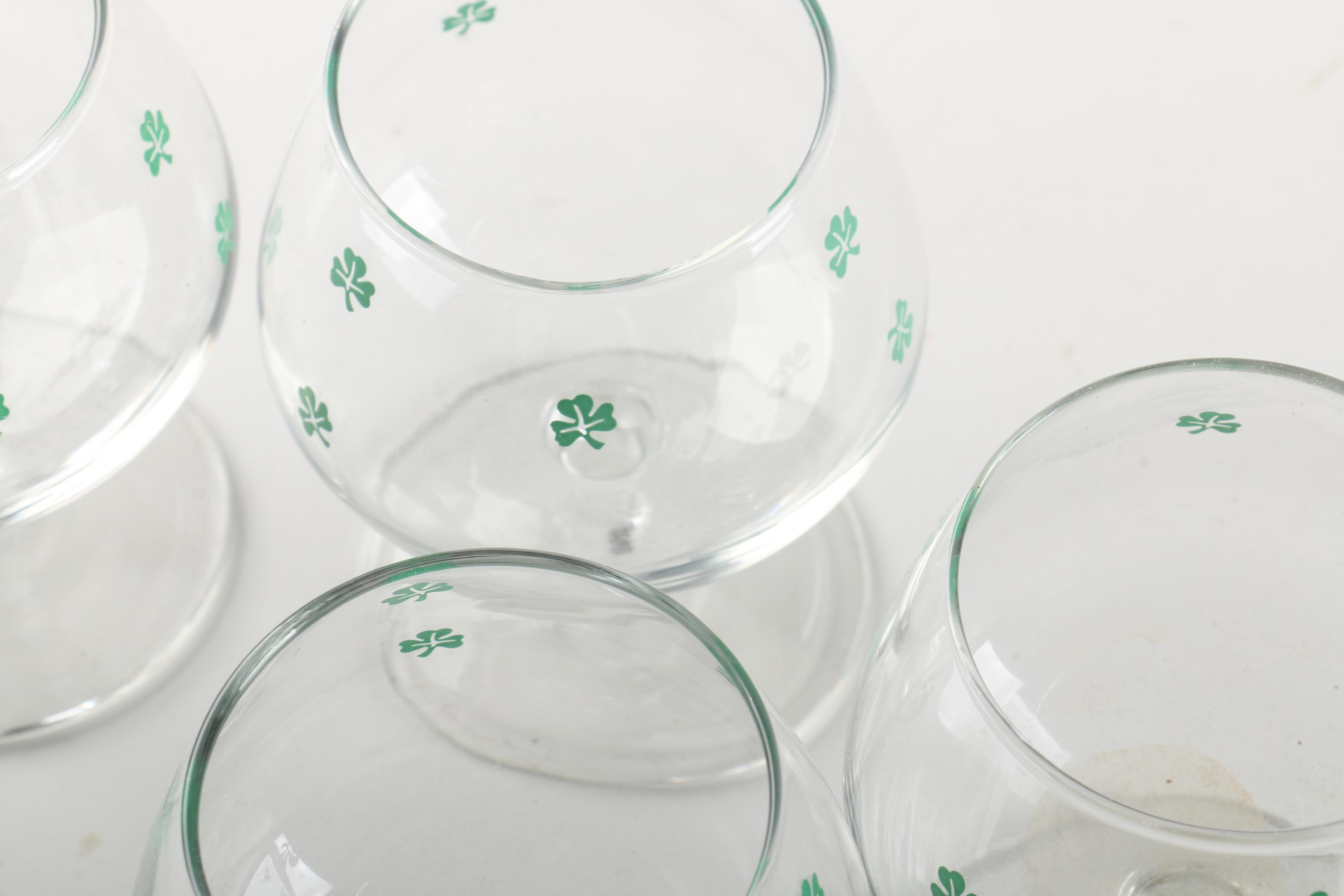 Irish Coffee Stemware, Shamrock Whiskey Tasters and Brandy Snifters