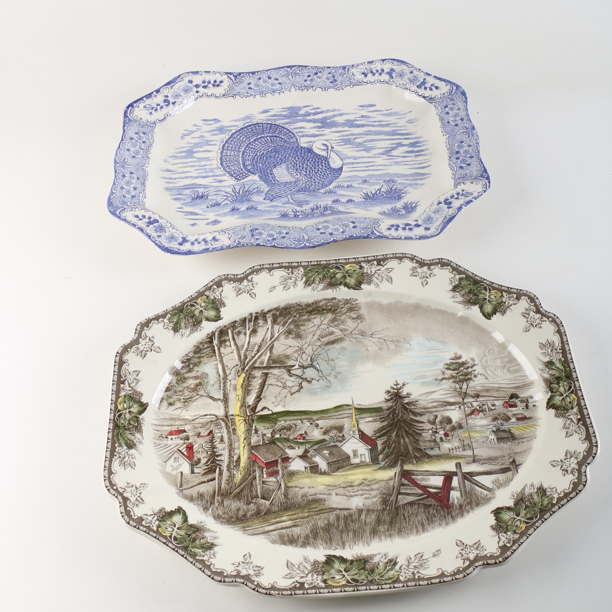 Transferware Platters Featuring Johnson Brothers "The Friendly Village"
