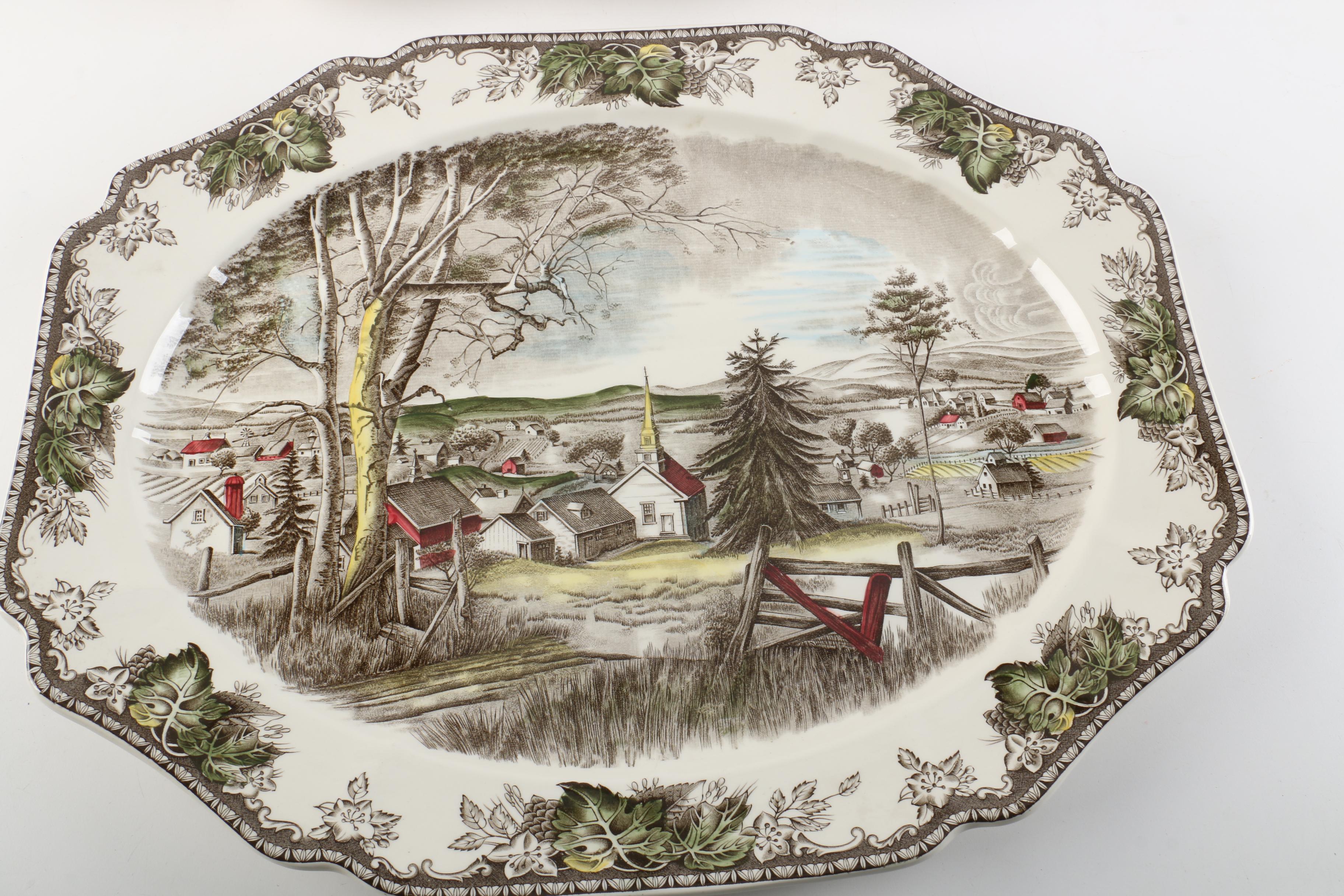 Transferware Platters Featuring Johnson Brothers "The Friendly Village"