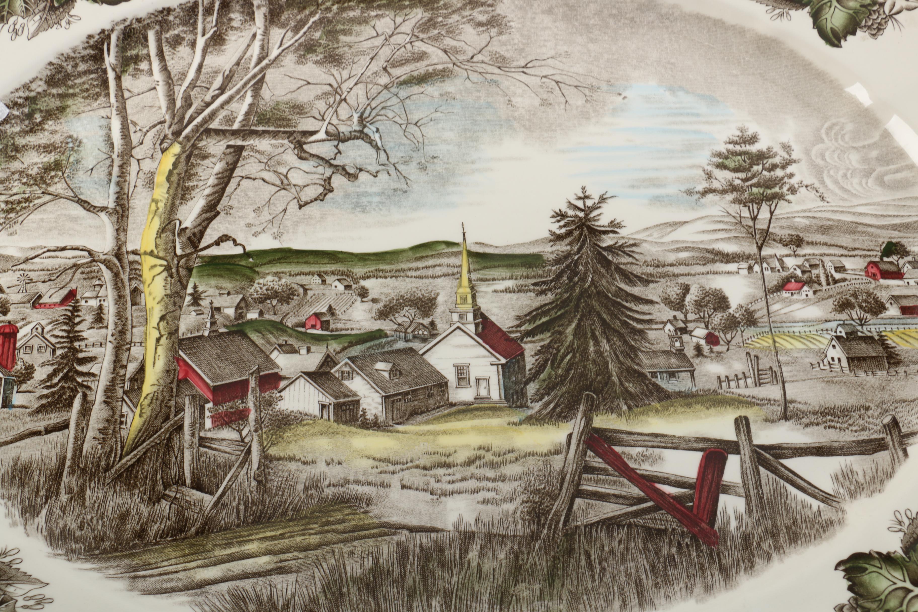 Transferware Platters Featuring Johnson Brothers "The Friendly Village"