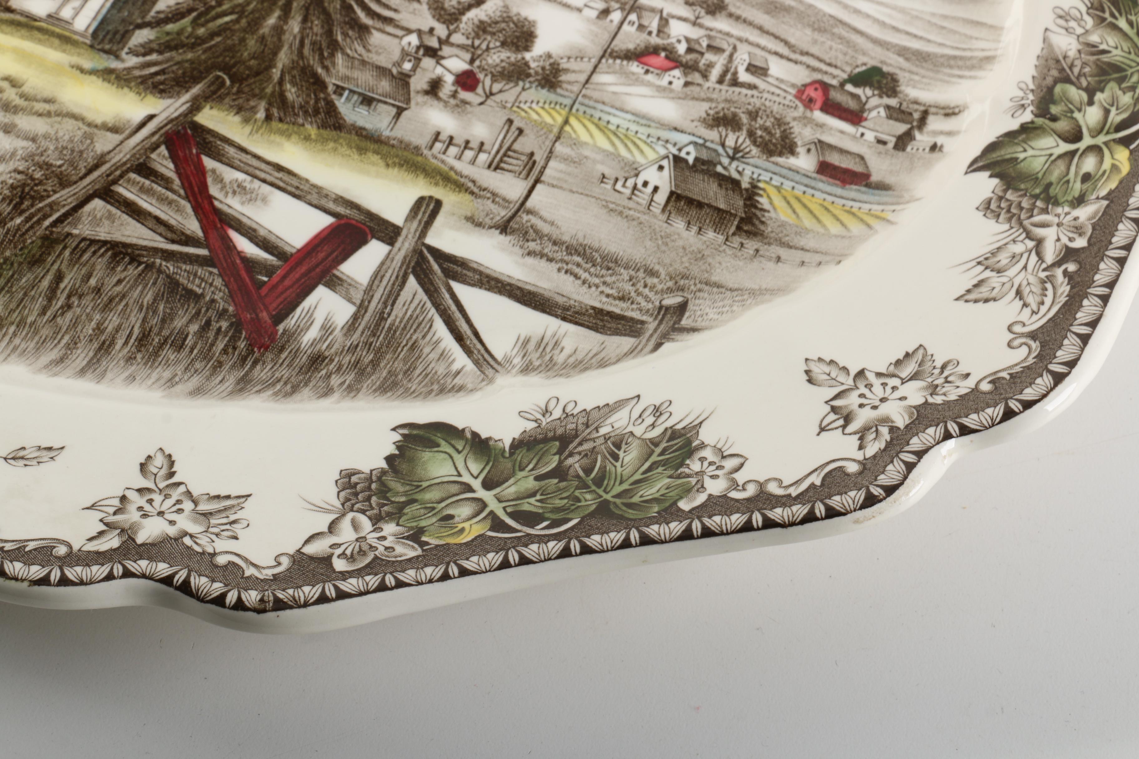 Transferware Platters Featuring Johnson Brothers "The Friendly Village"