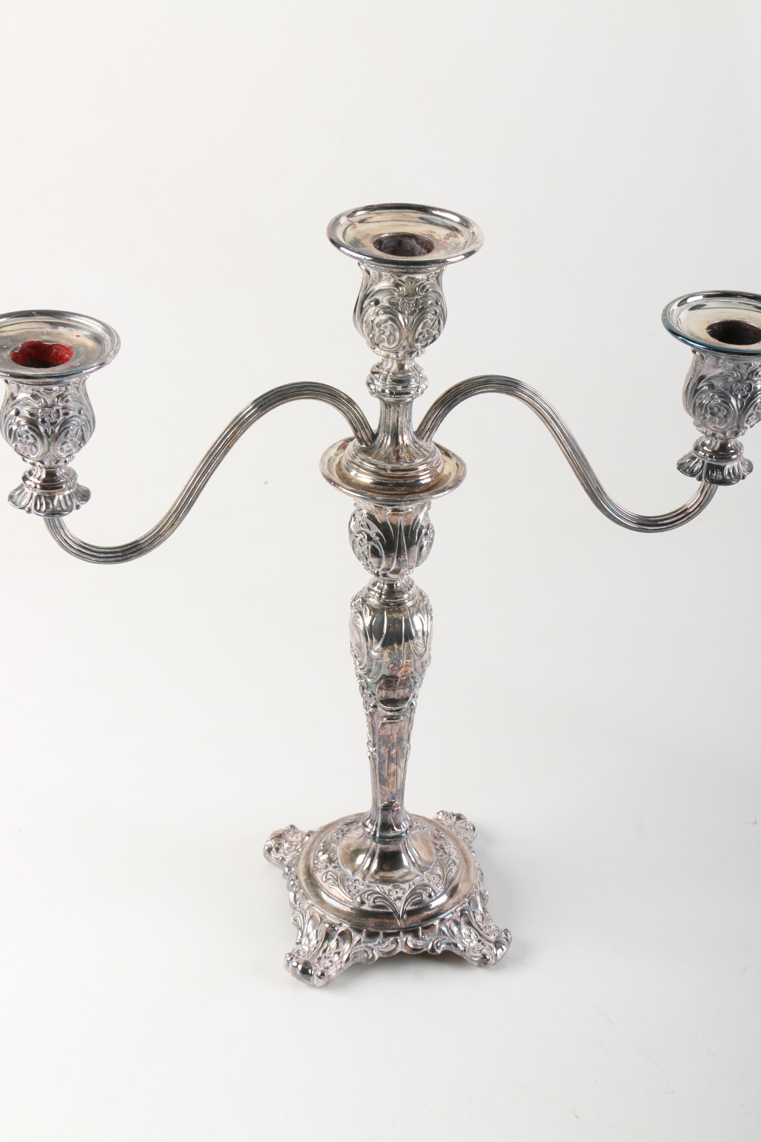 Wm. Rogers & Son "Victorian Rose" Silver Plate Candelabra