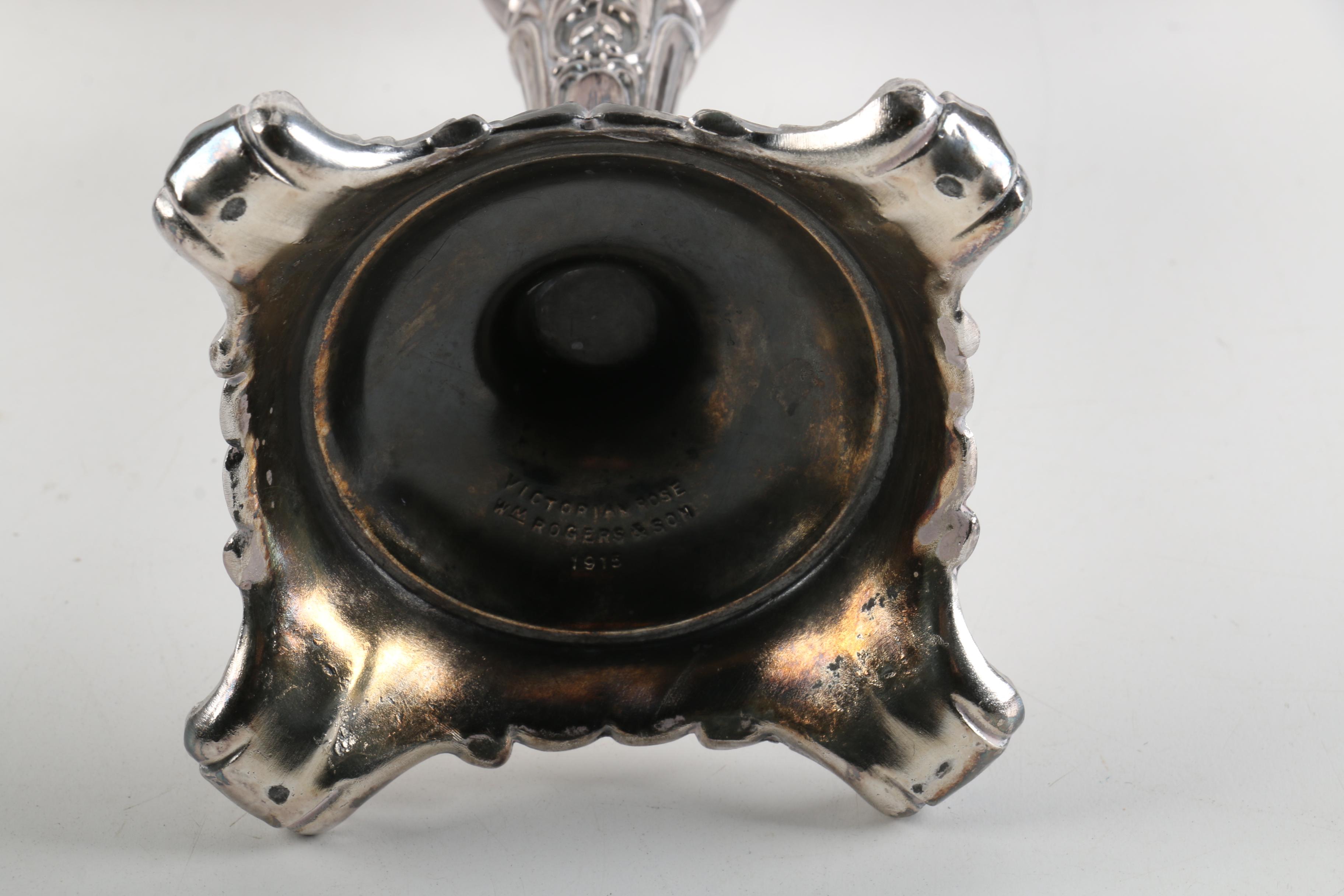 Wm. Rogers & Son "Victorian Rose" Silver Plate Candelabra