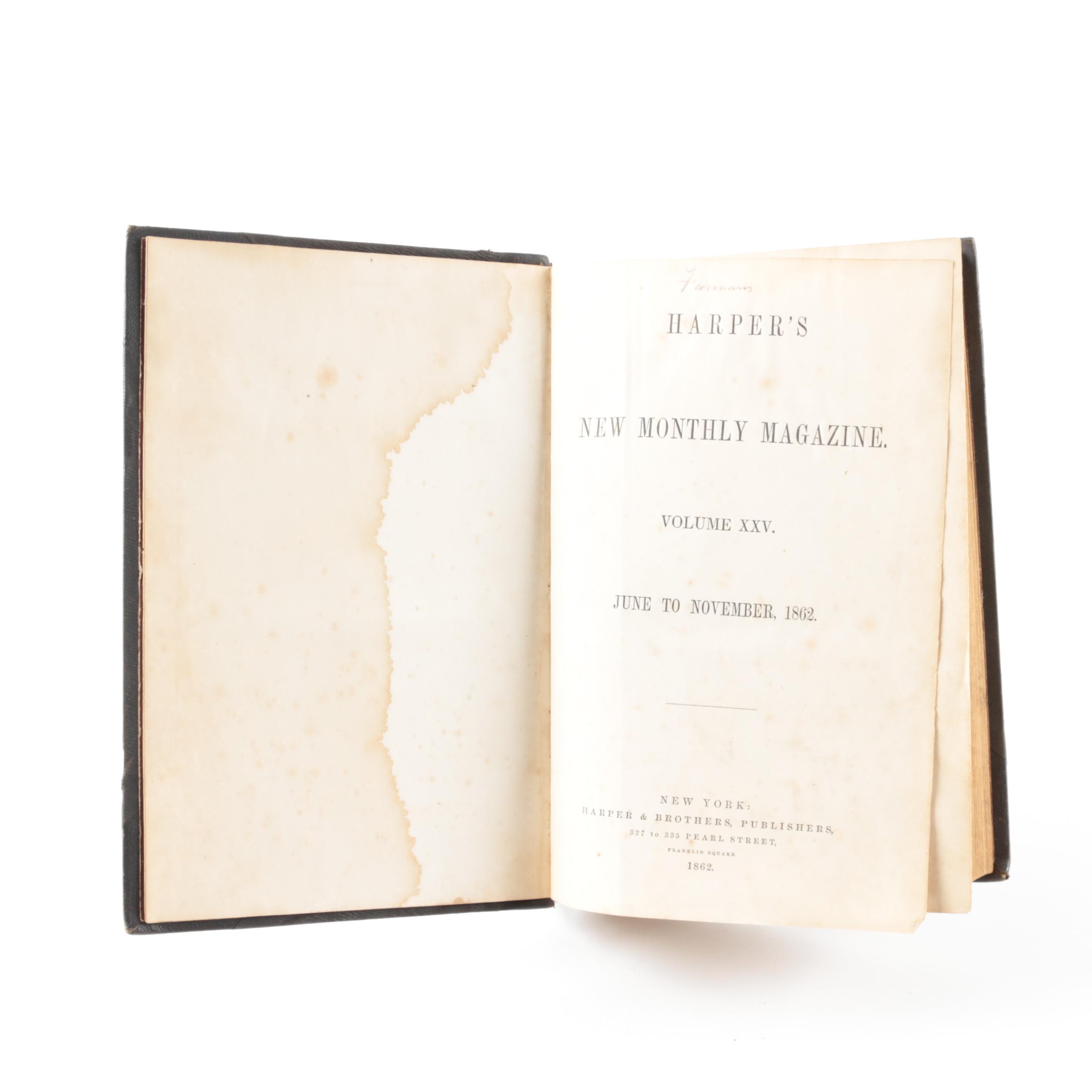 1860s "Harper's New Monthly Magazine" Bound Volumes