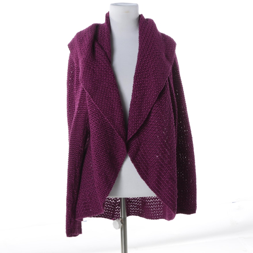 Women's Charter Club Purple Cotton Blend Knit Cardigan