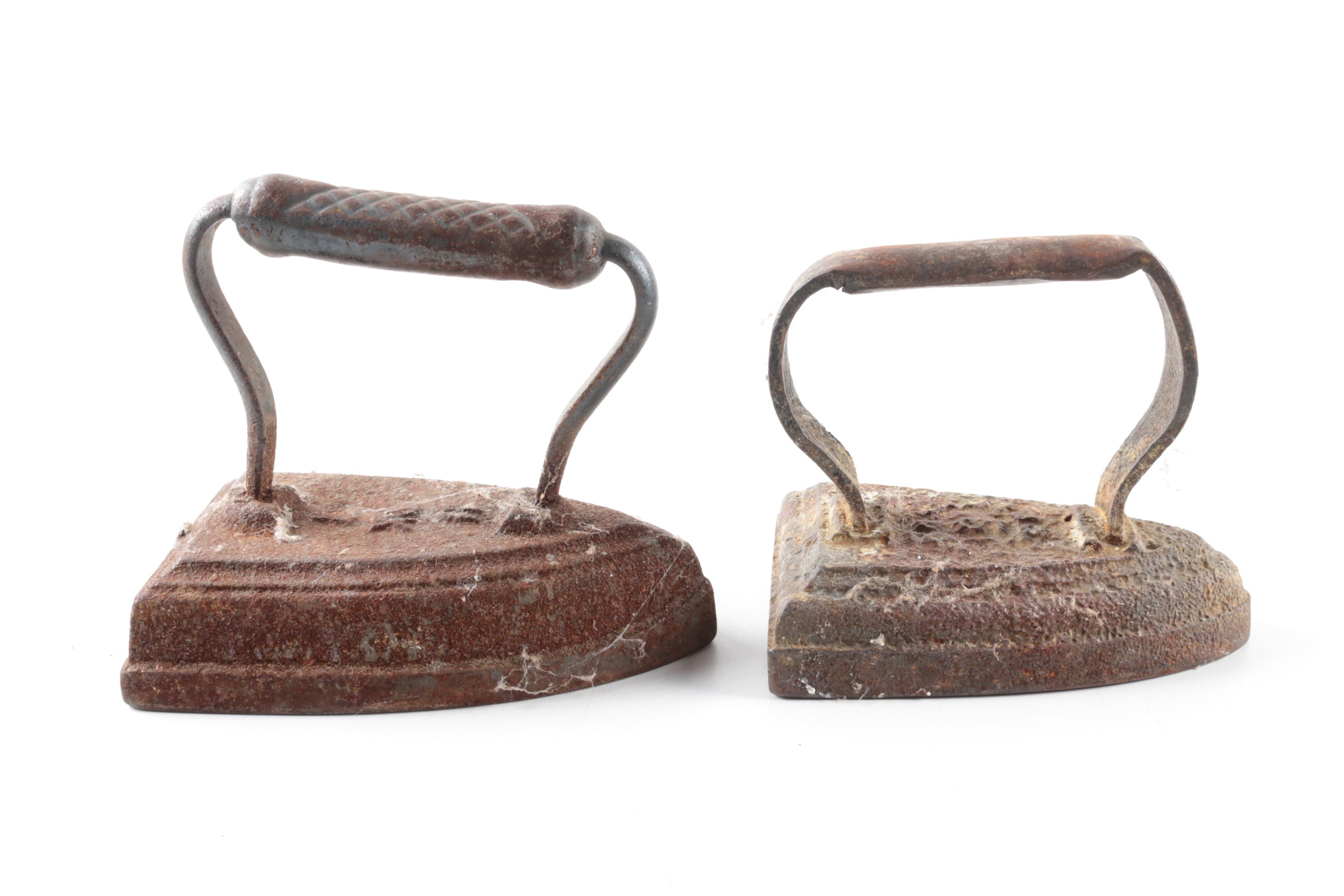 Antique Wick Cutter, Sad Irons and Shoe Form