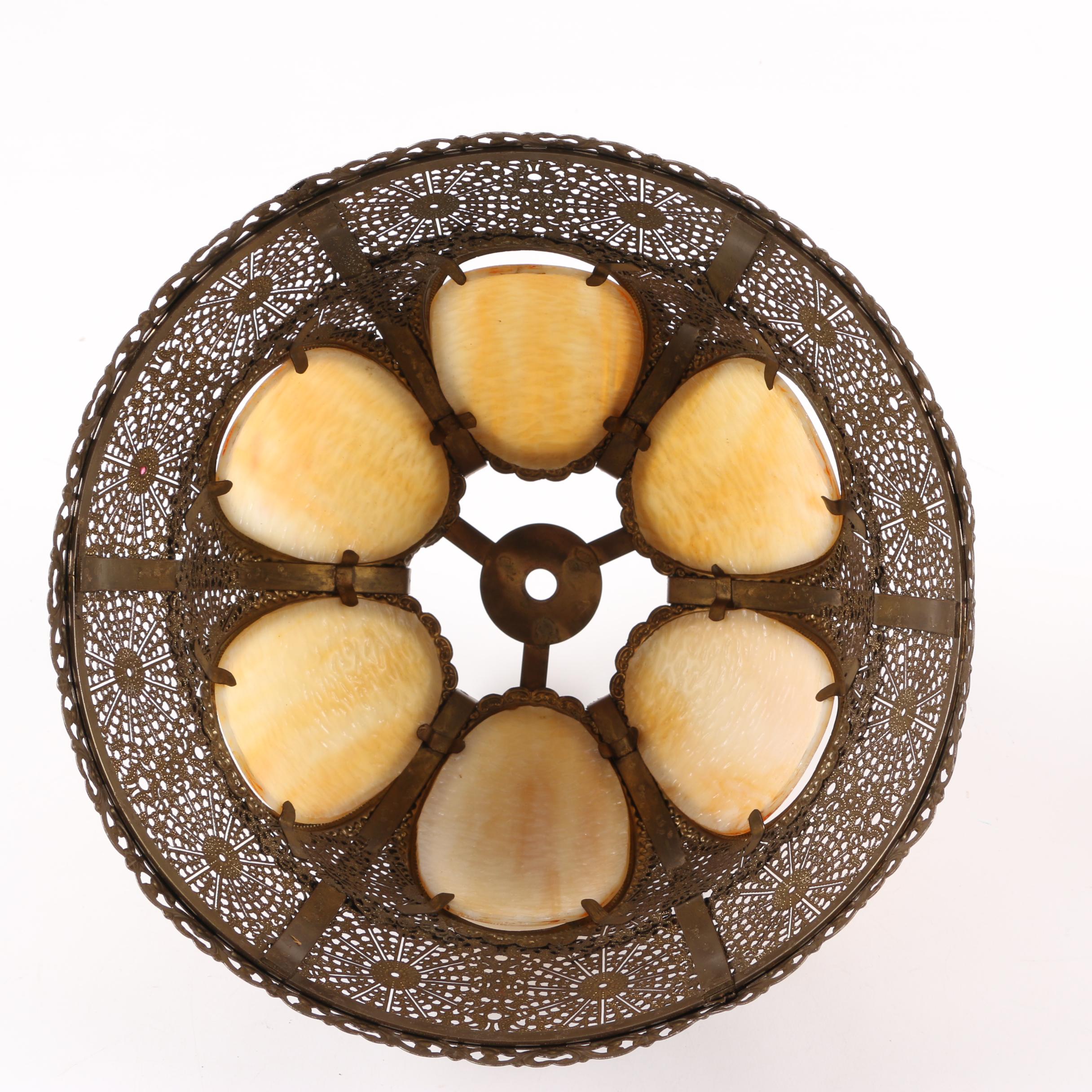 Vintage Table Lamp with Slag Glass Shade