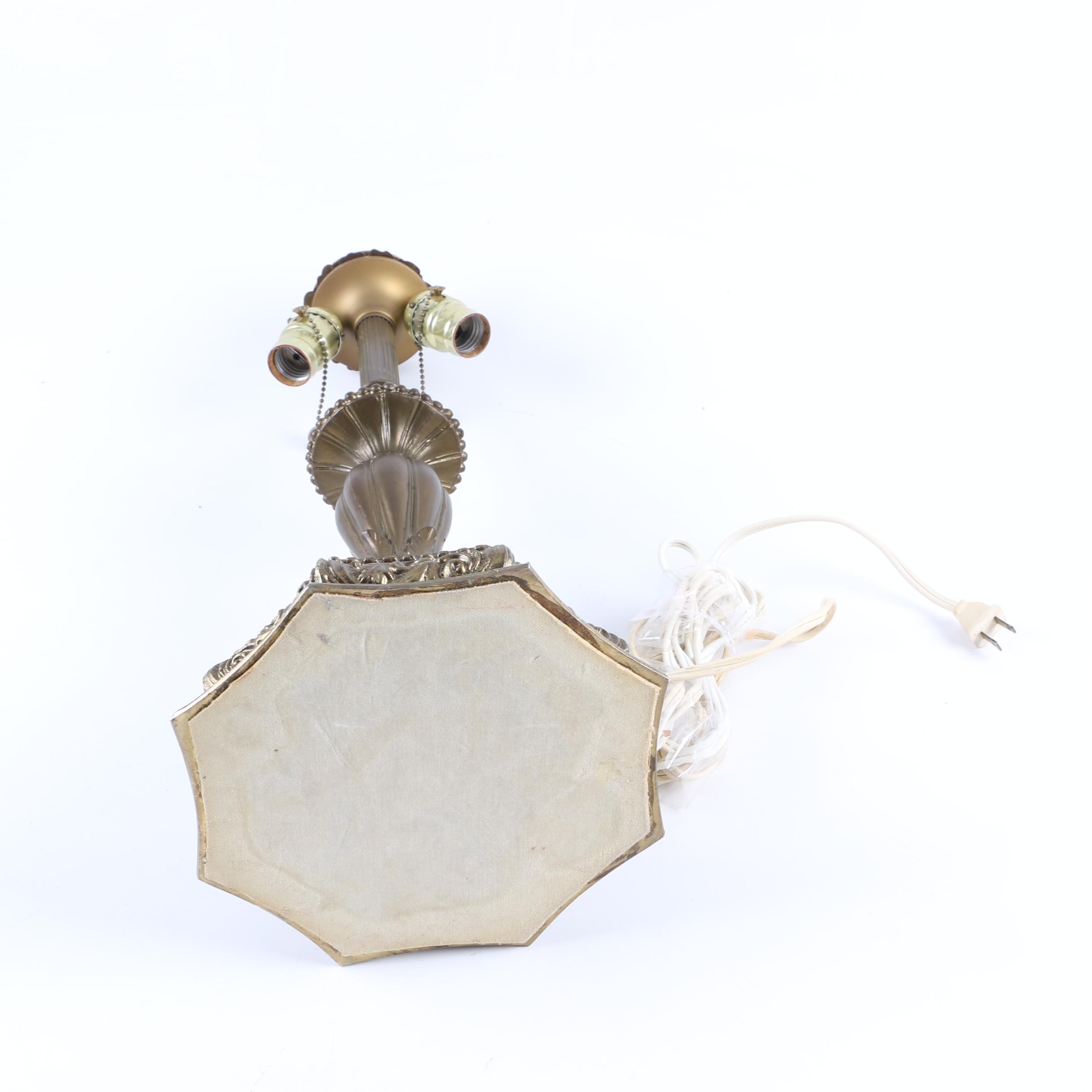 Vintage Table Lamp with Slag Glass Shade