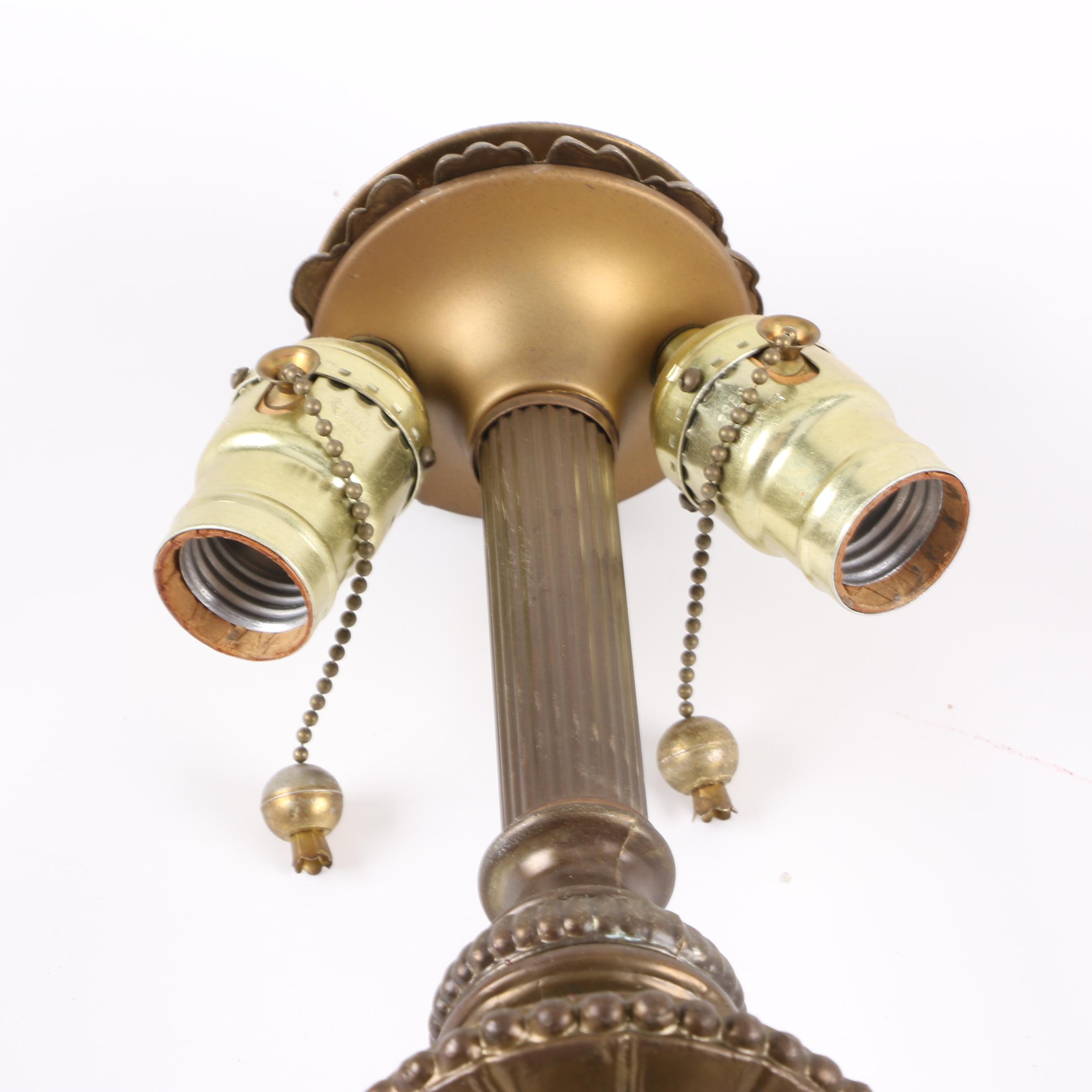 Vintage Table Lamp with Slag Glass Shade