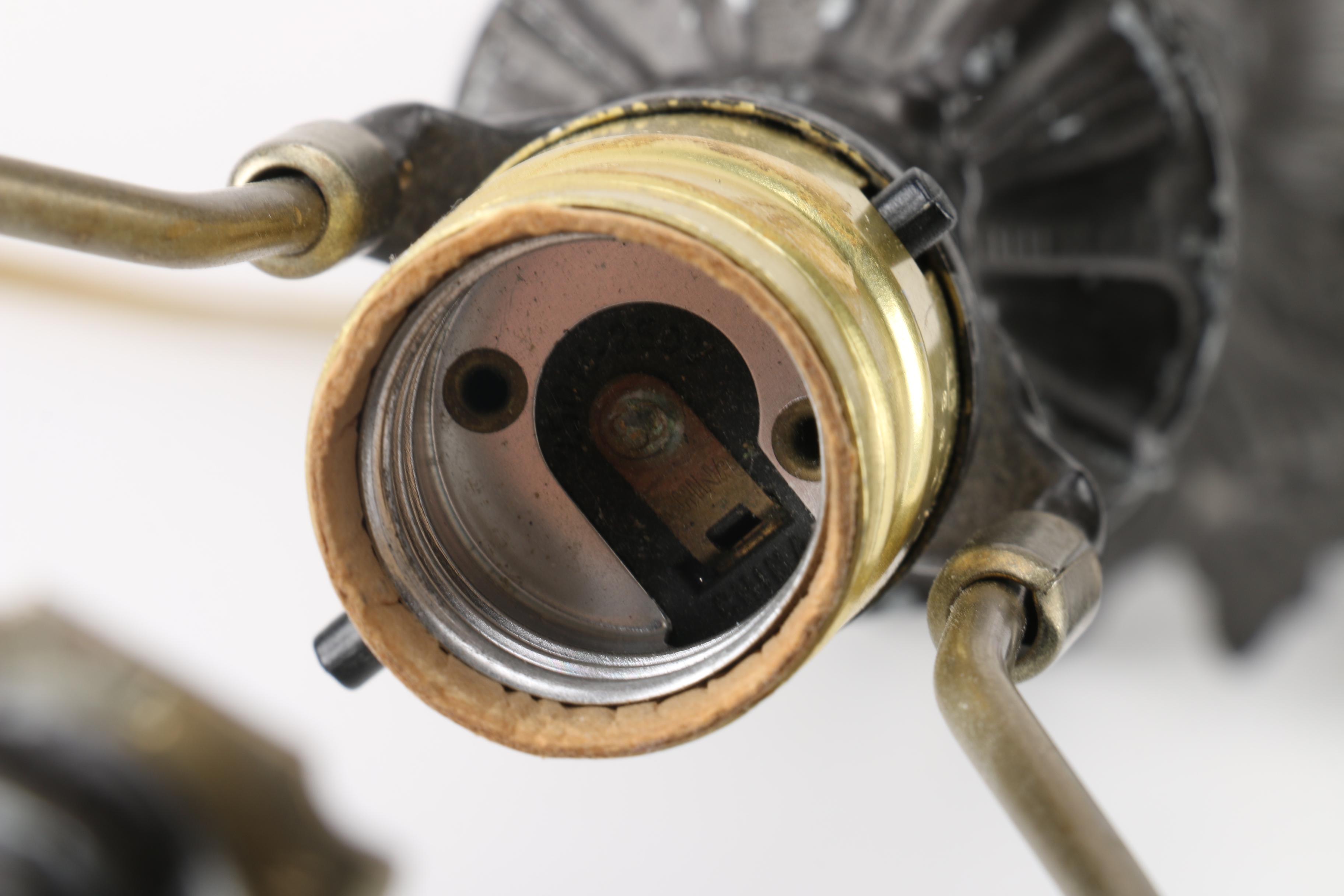 Pair of Vintage Rococo Style Cast Metal Table Lamps