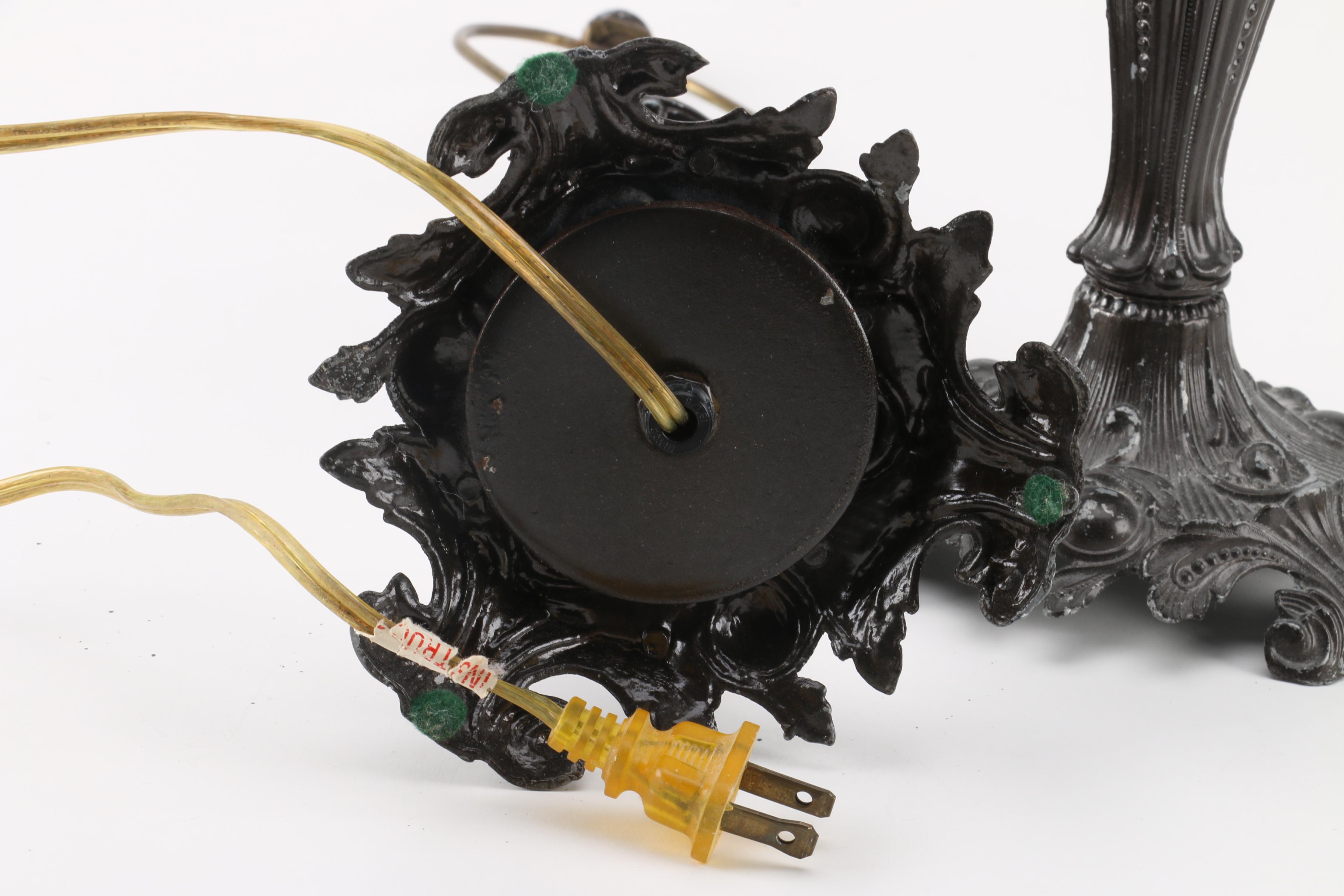 Pair of Vintage Rococo Style Cast Metal Table Lamps