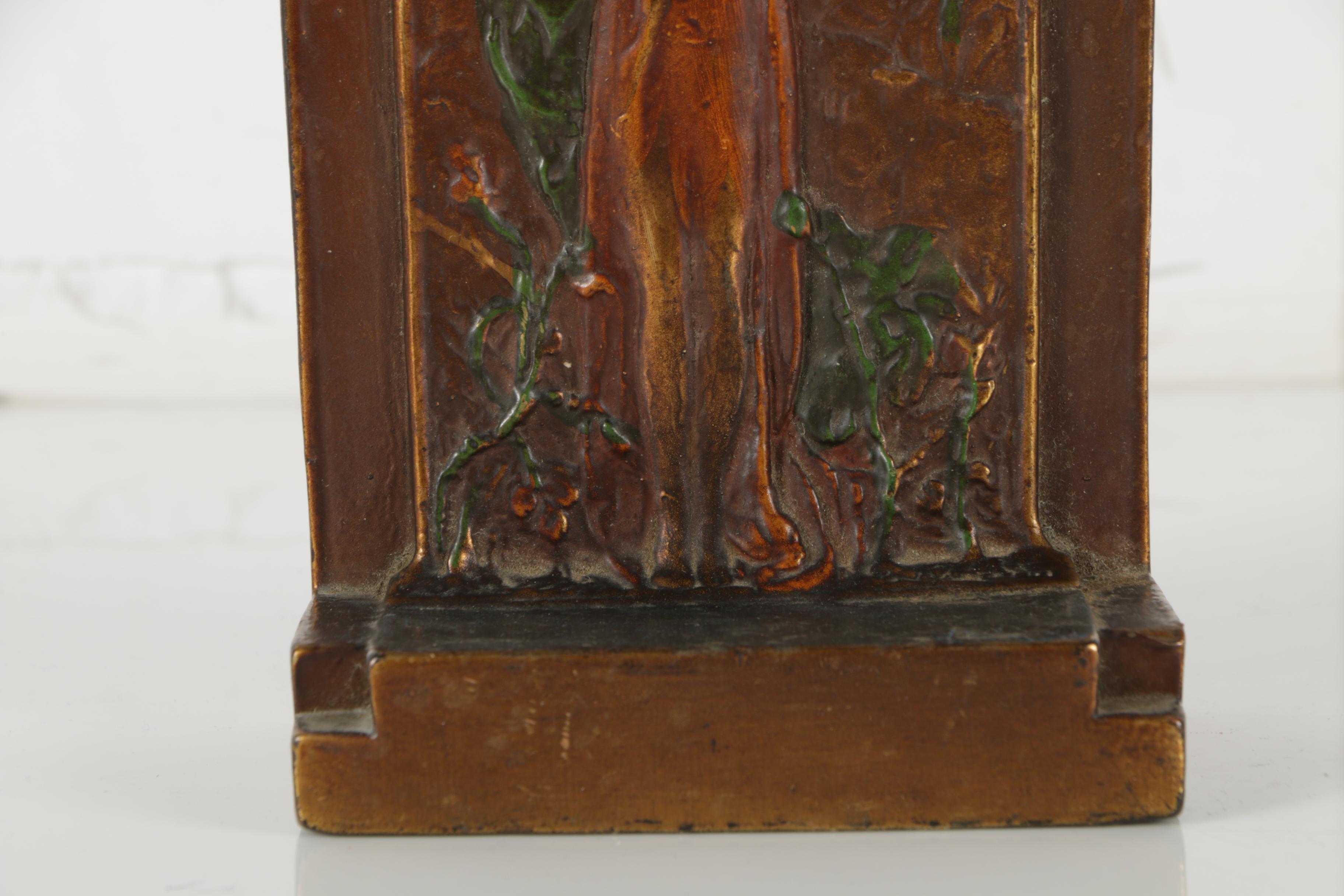 Vintage Bronze Tone Metal Bookends "The Kiss"