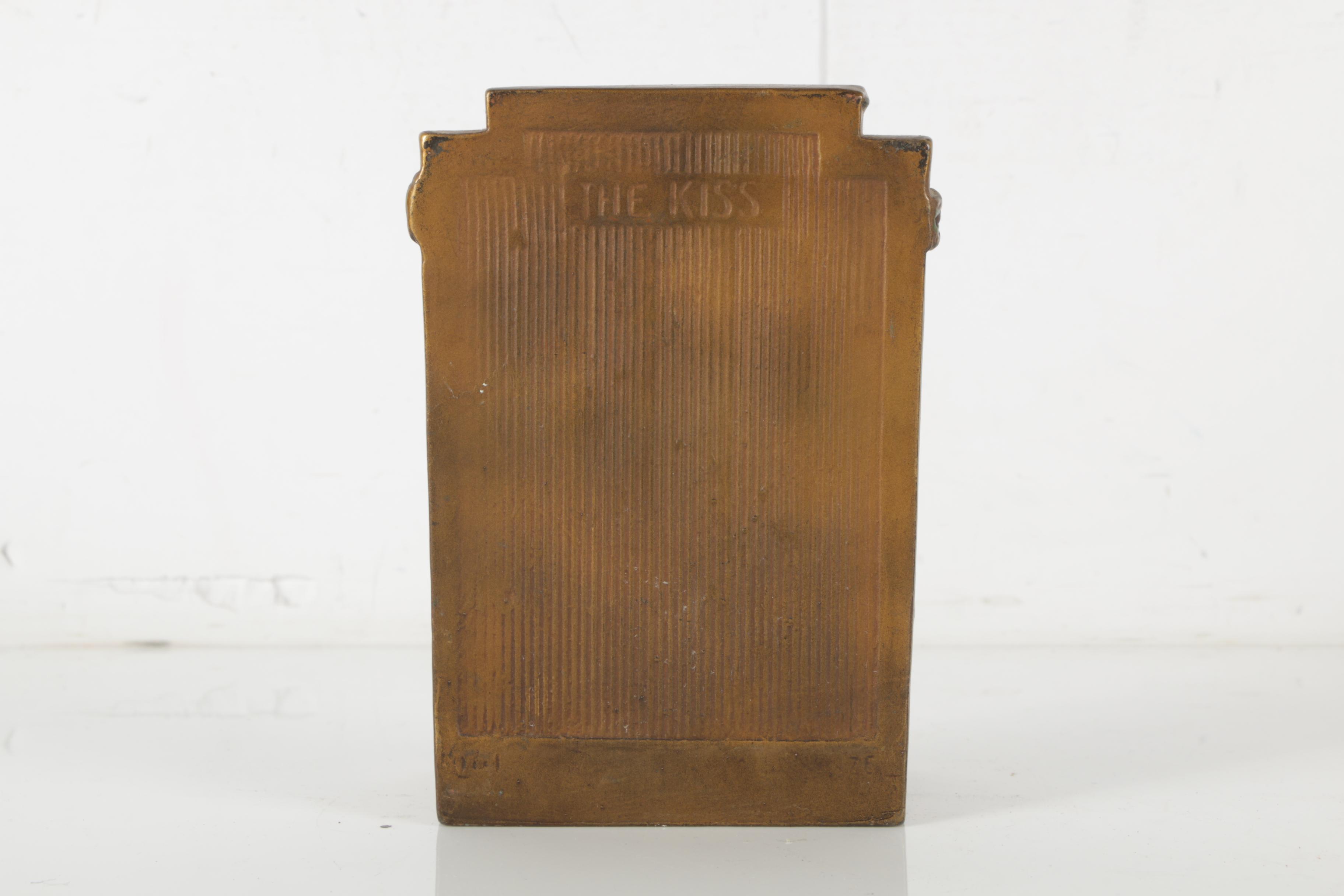 Vintage Bronze Tone Metal Bookends "The Kiss"