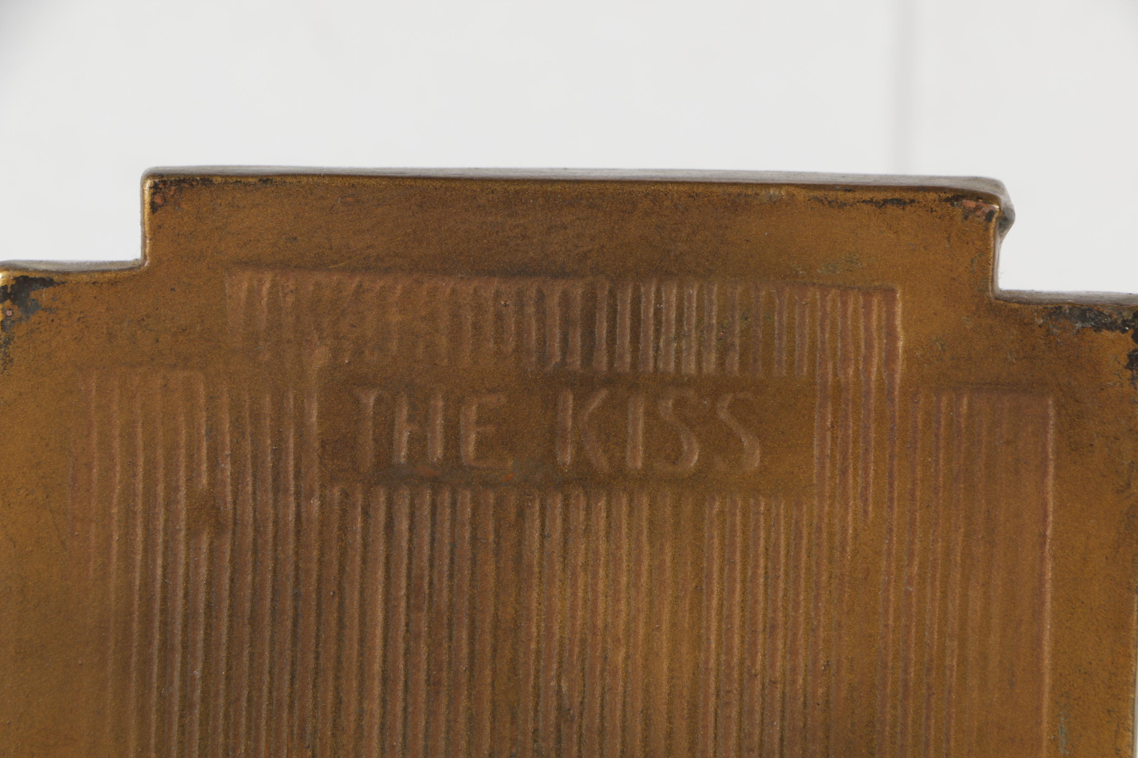 Vintage Bronze Tone Metal Bookends "The Kiss"