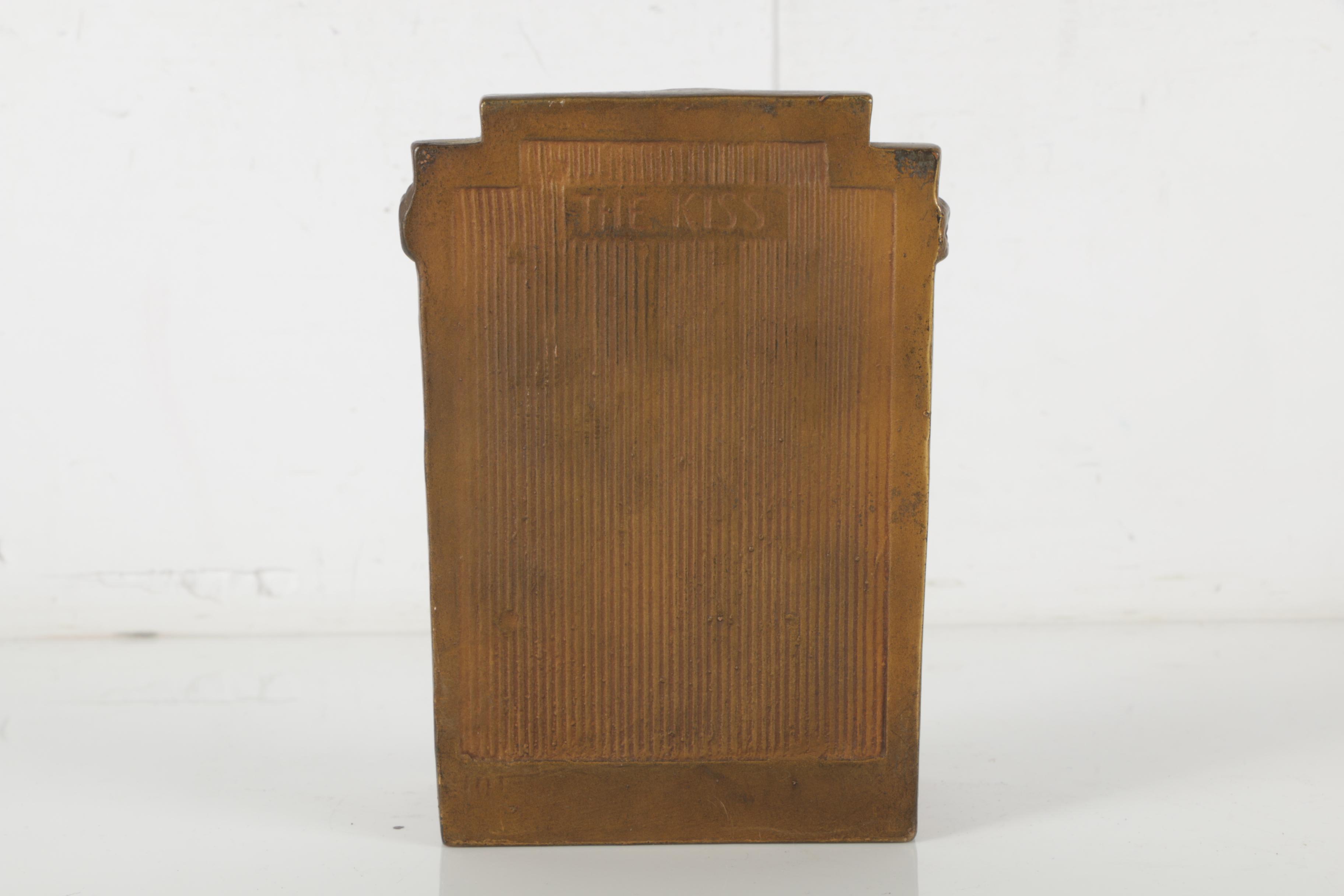 Vintage Bronze Tone Metal Bookends "The Kiss"