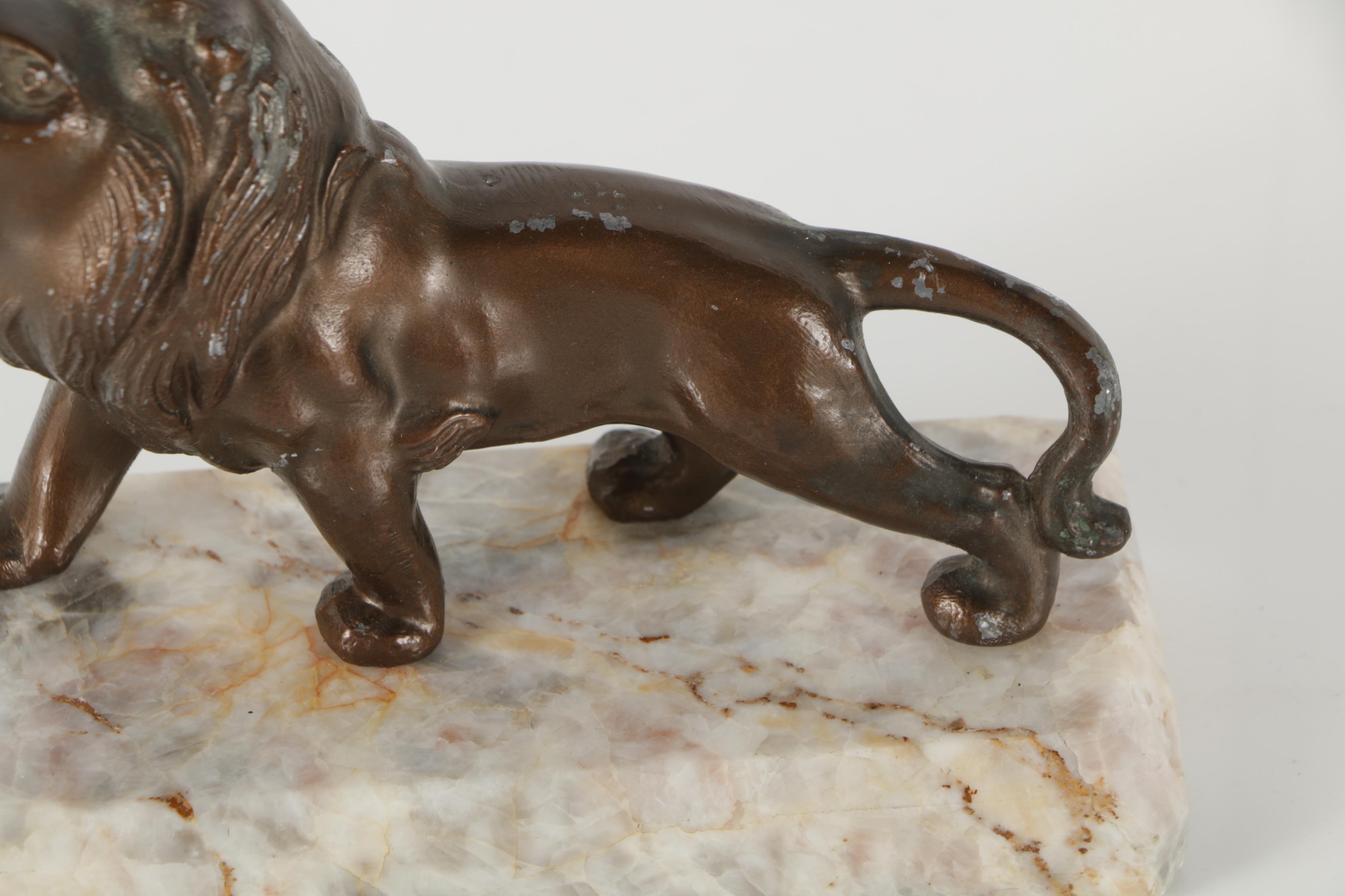 Bronze Tone Metal Bookends of Roaring Lions