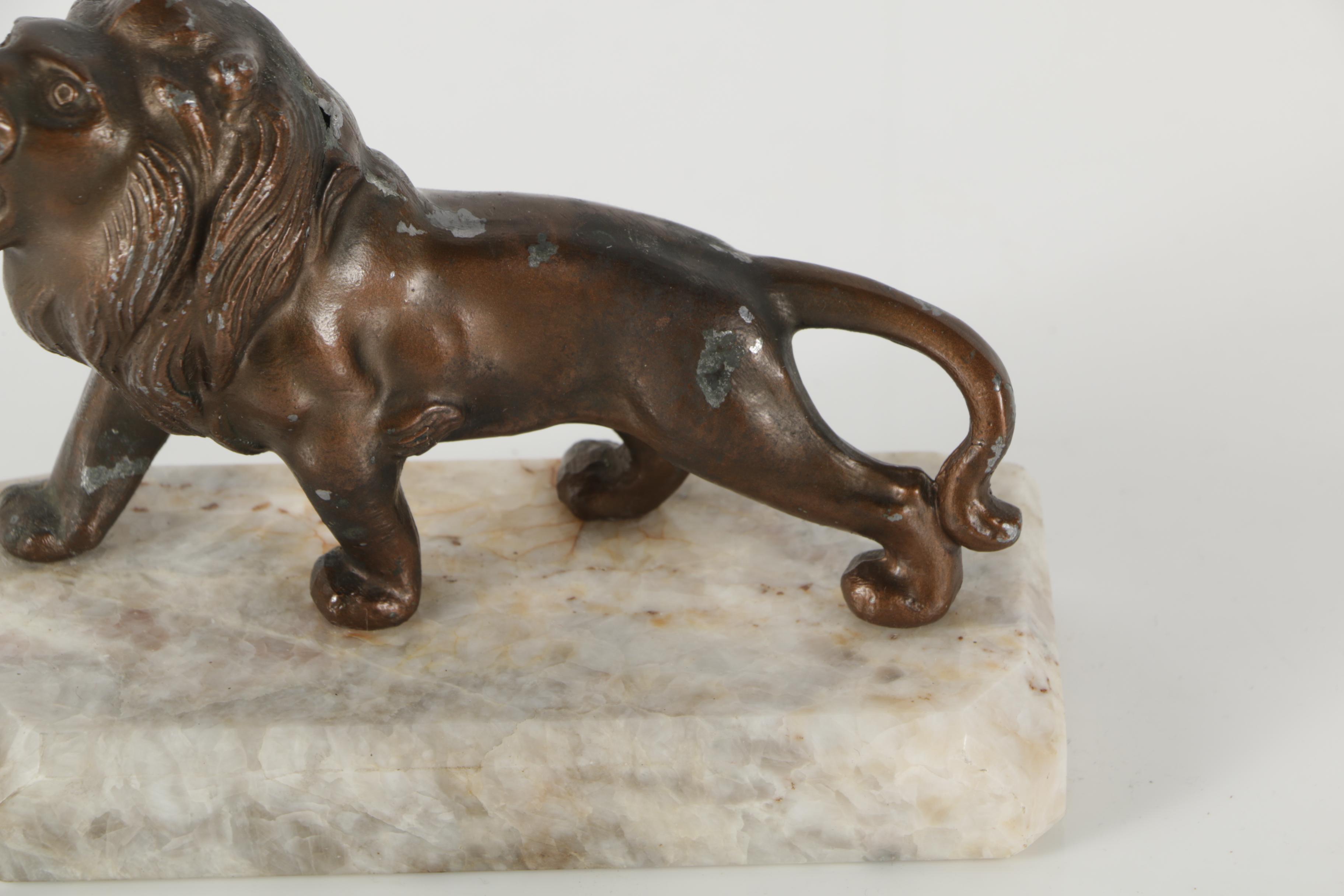 Bronze Tone Metal Bookends of Roaring Lions
