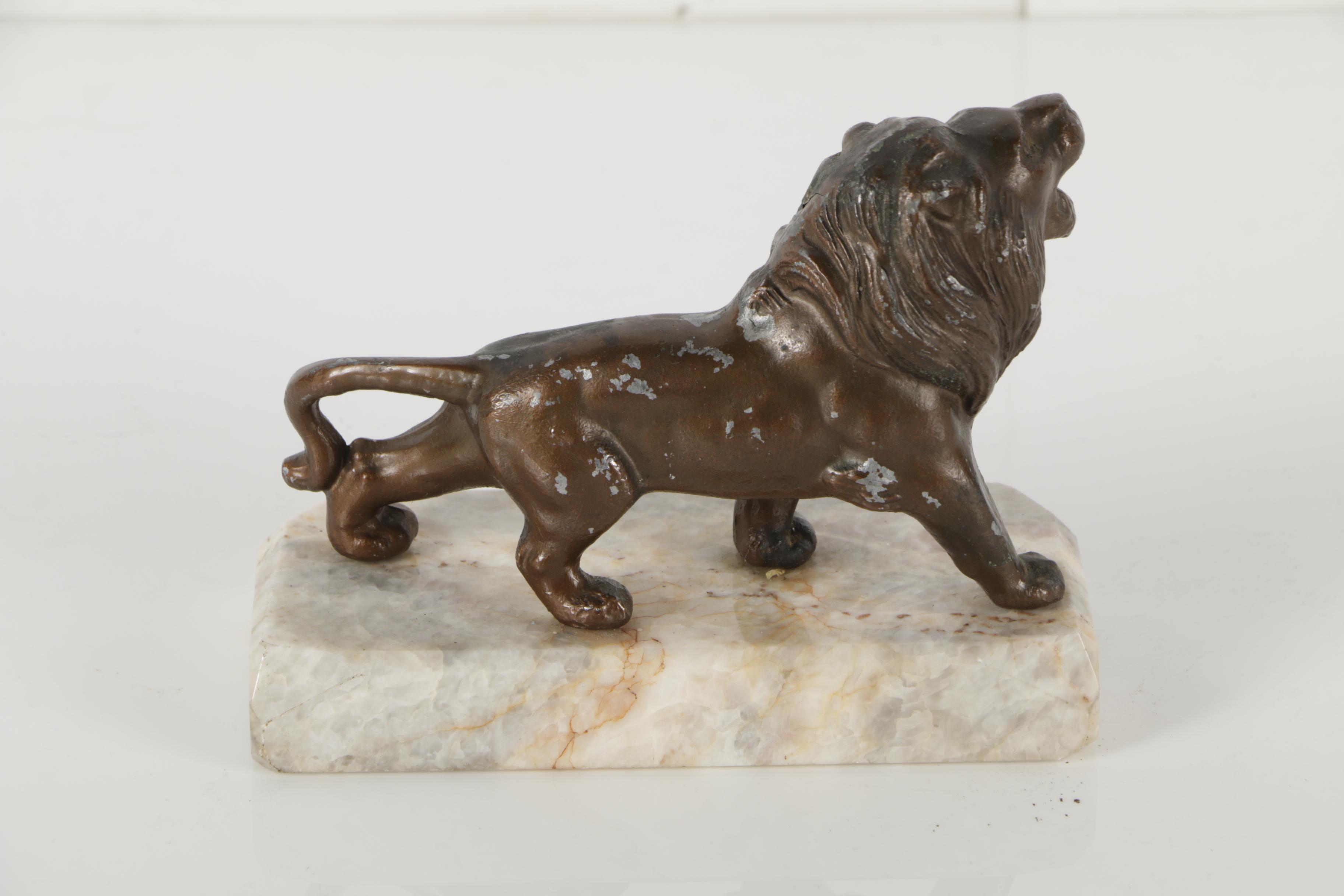 Bronze Tone Metal Bookends of Roaring Lions