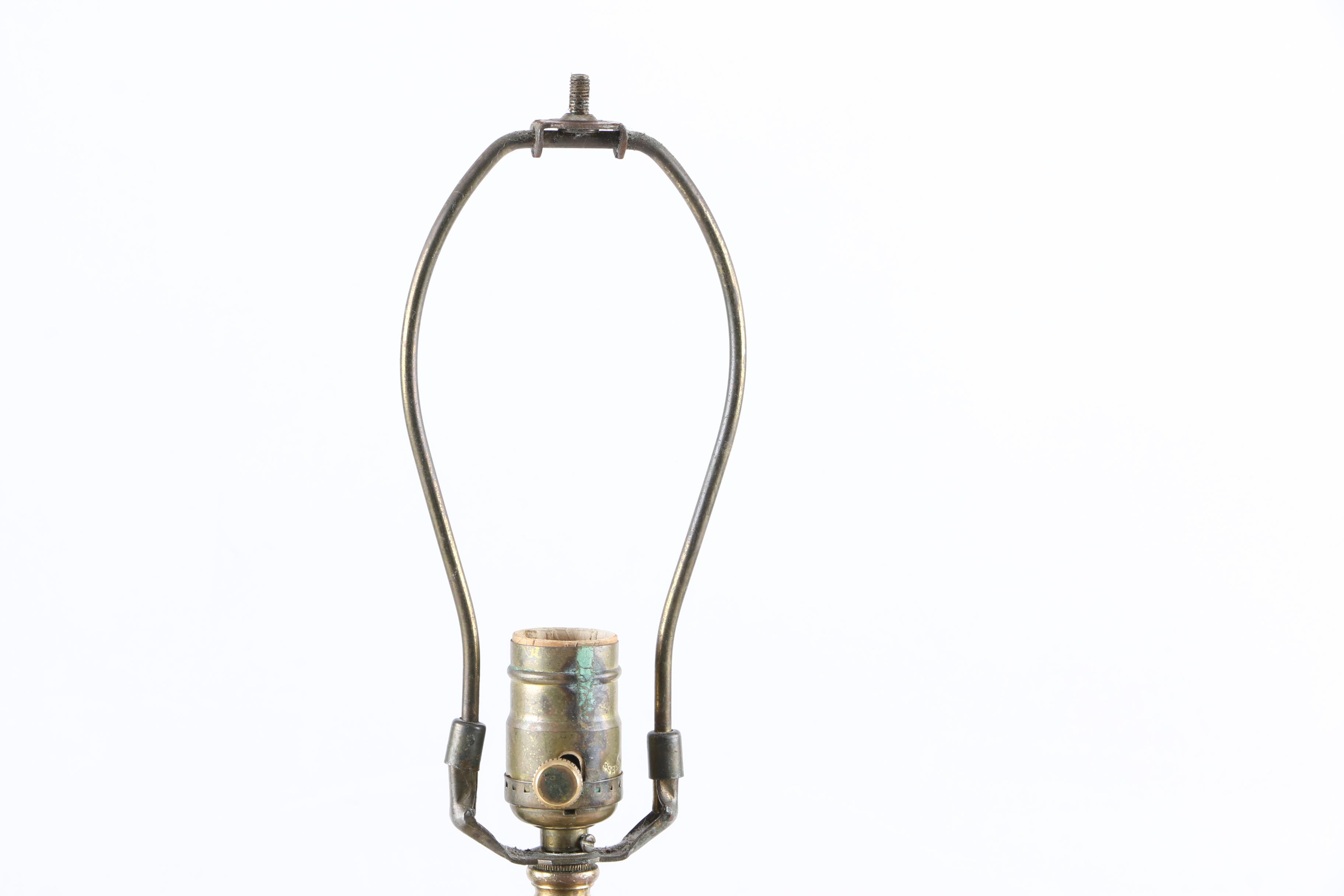 Metal Table Lamp with Painted Floral and Bird Motifs