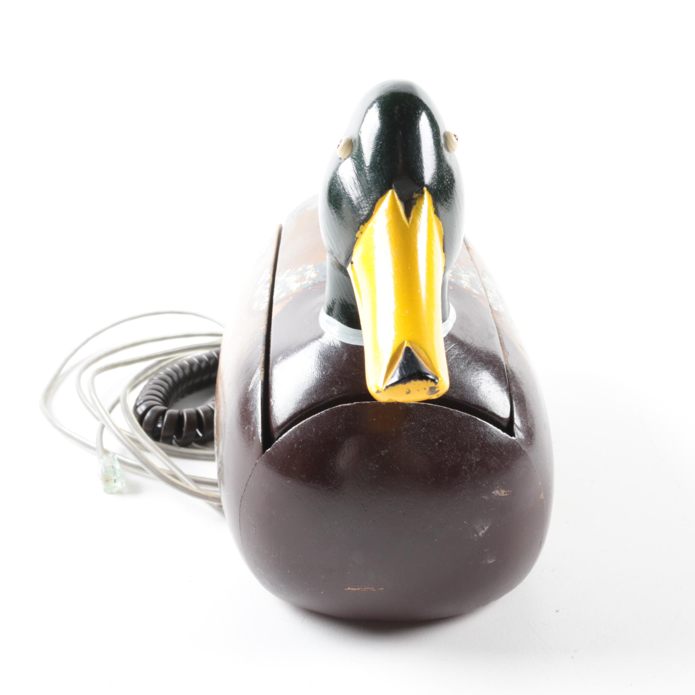 Vintage Hand-Painted Wooden Duck Decoy Style Telephone