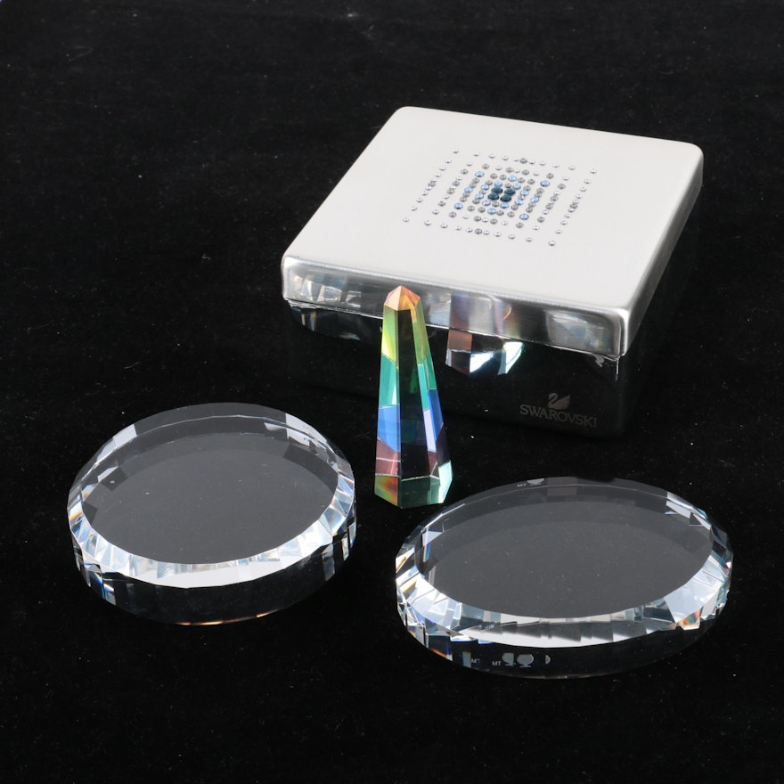 Swarovski Crystallized Jeweled Box with Iris Arc Prism and Crystal Stands