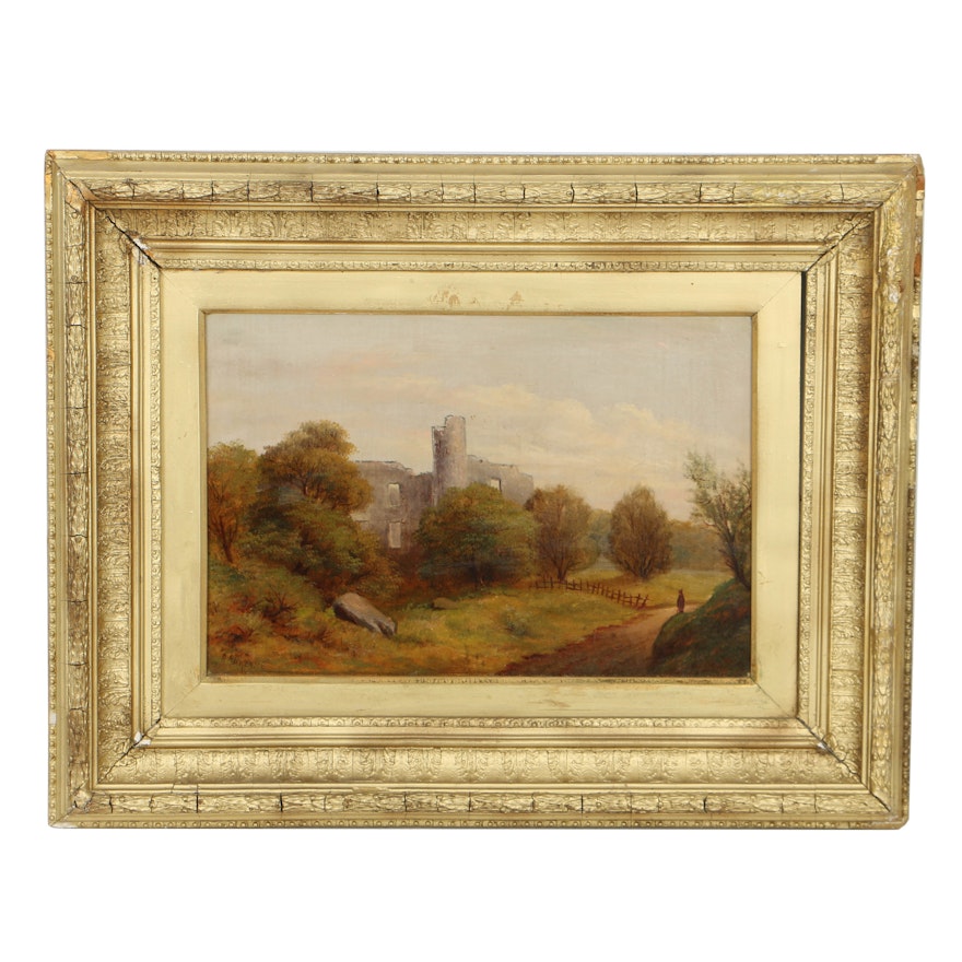 Attributed to Daniel Mackenzie 19th Century Oil on Canvas of Rural Landscape