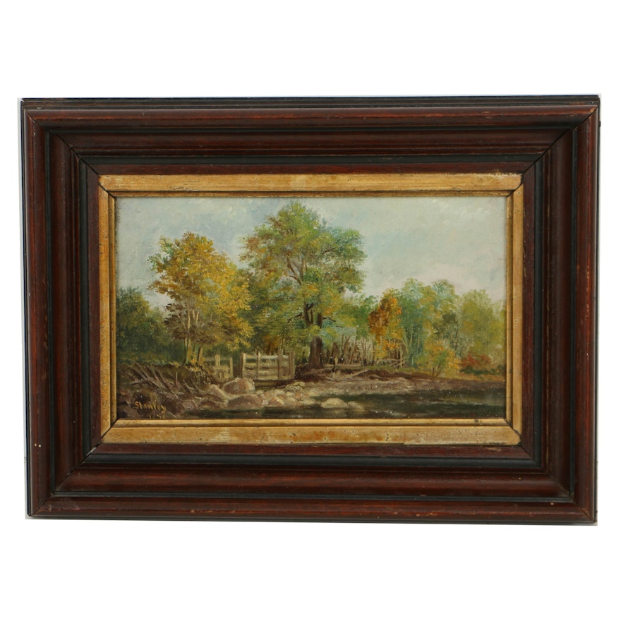 Late 19th Century Oil Painting on Canvas of Forest Landscape