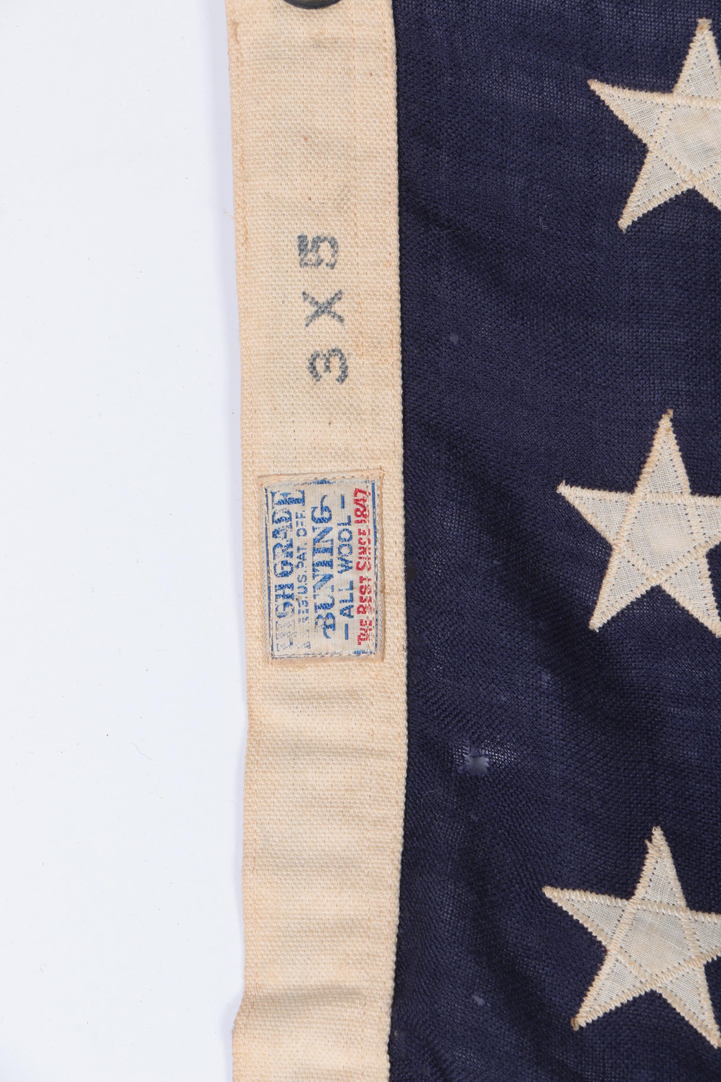 Vintage 48 Star Wool American Flag