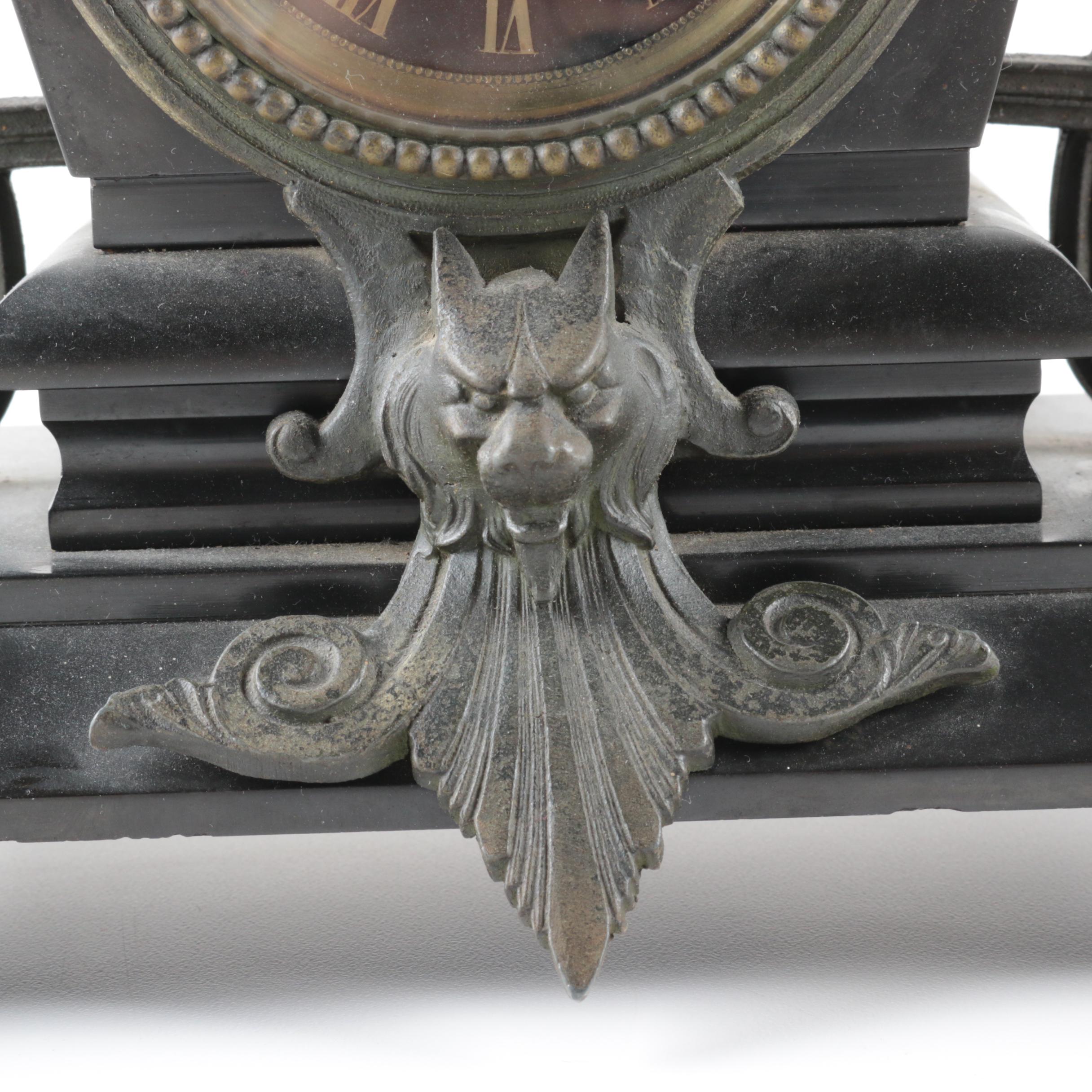 Neoclassical Style Metal Mantel Clock
