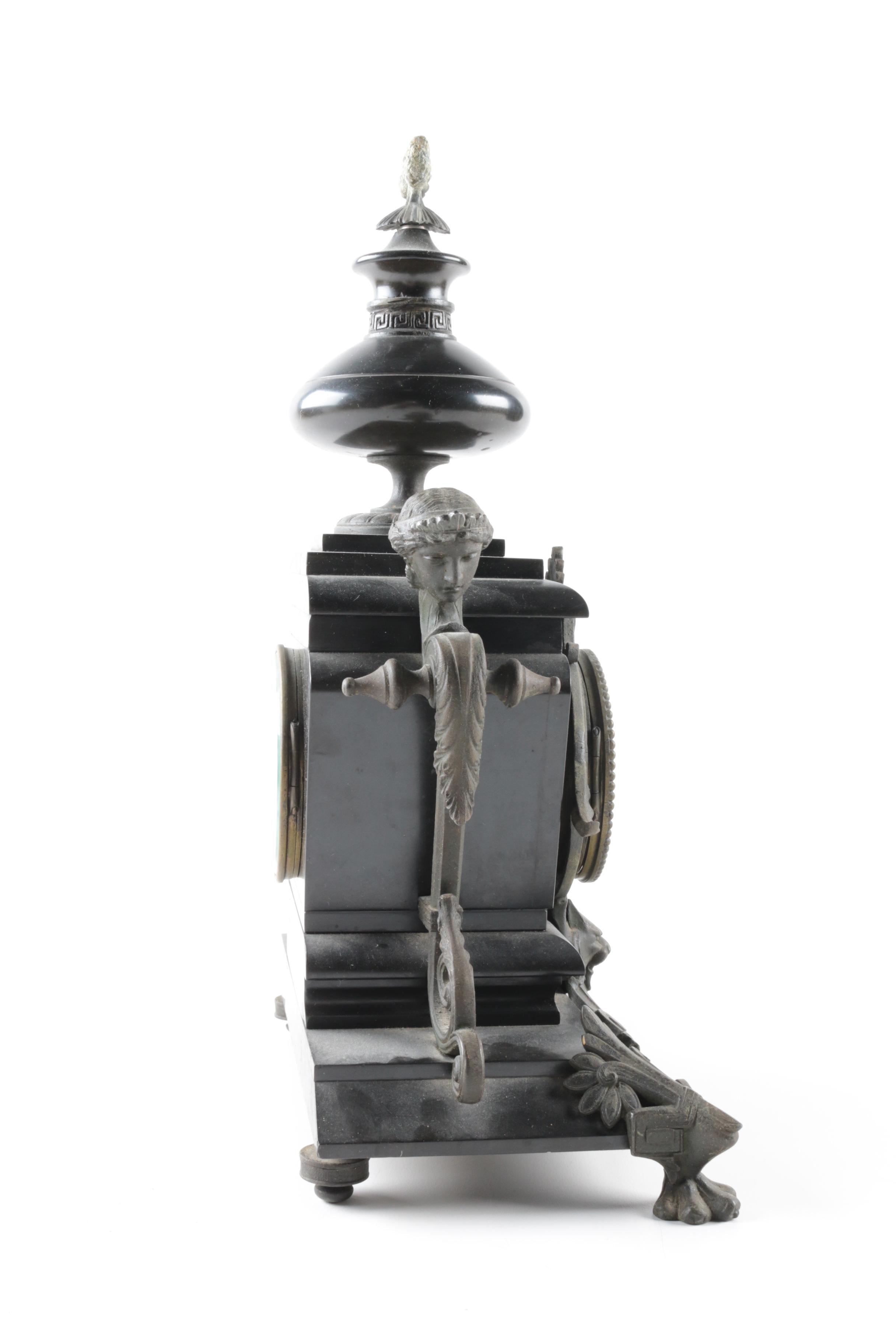 Neoclassical Style Metal Mantel Clock