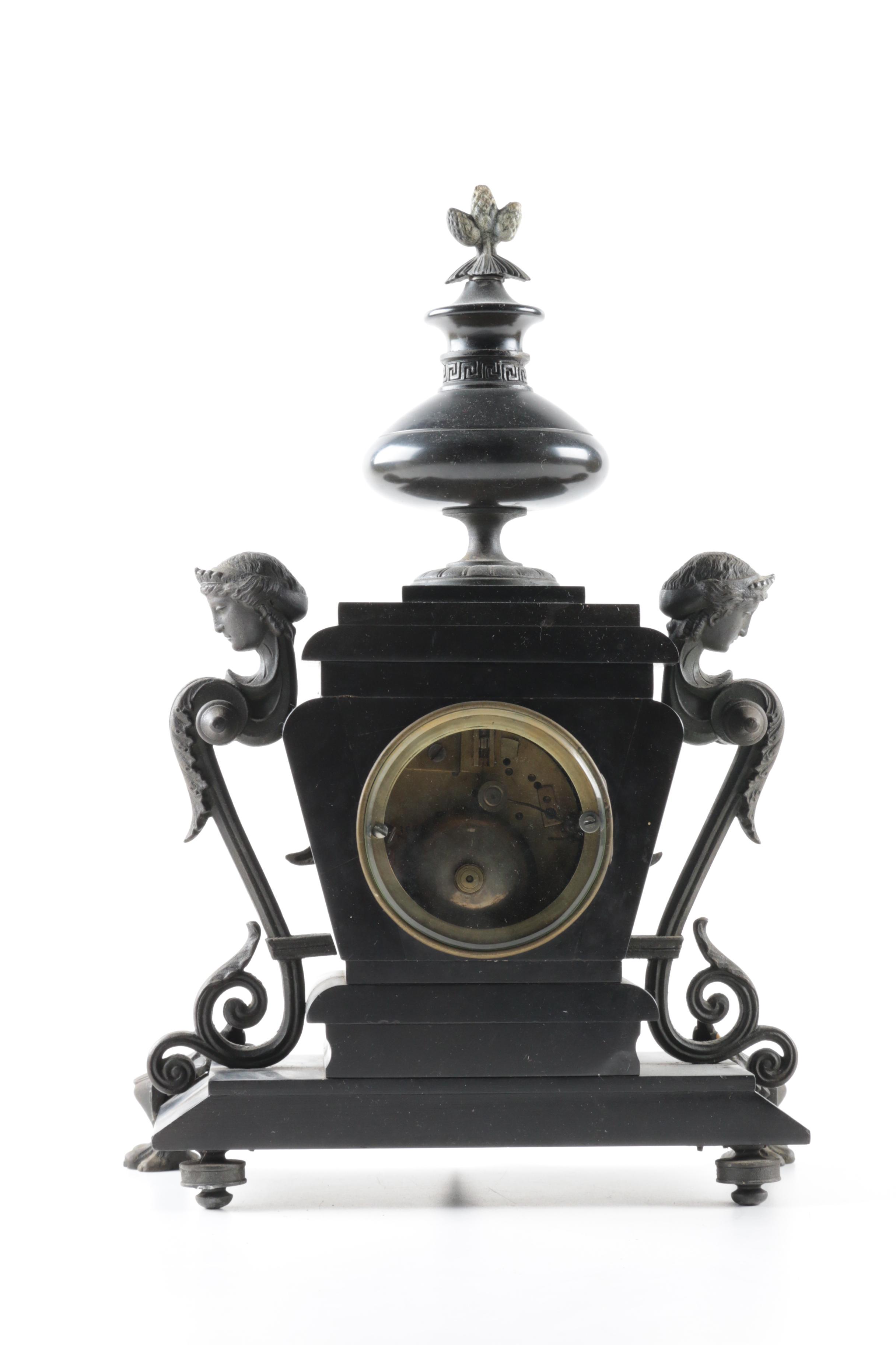 Neoclassical Style Metal Mantel Clock