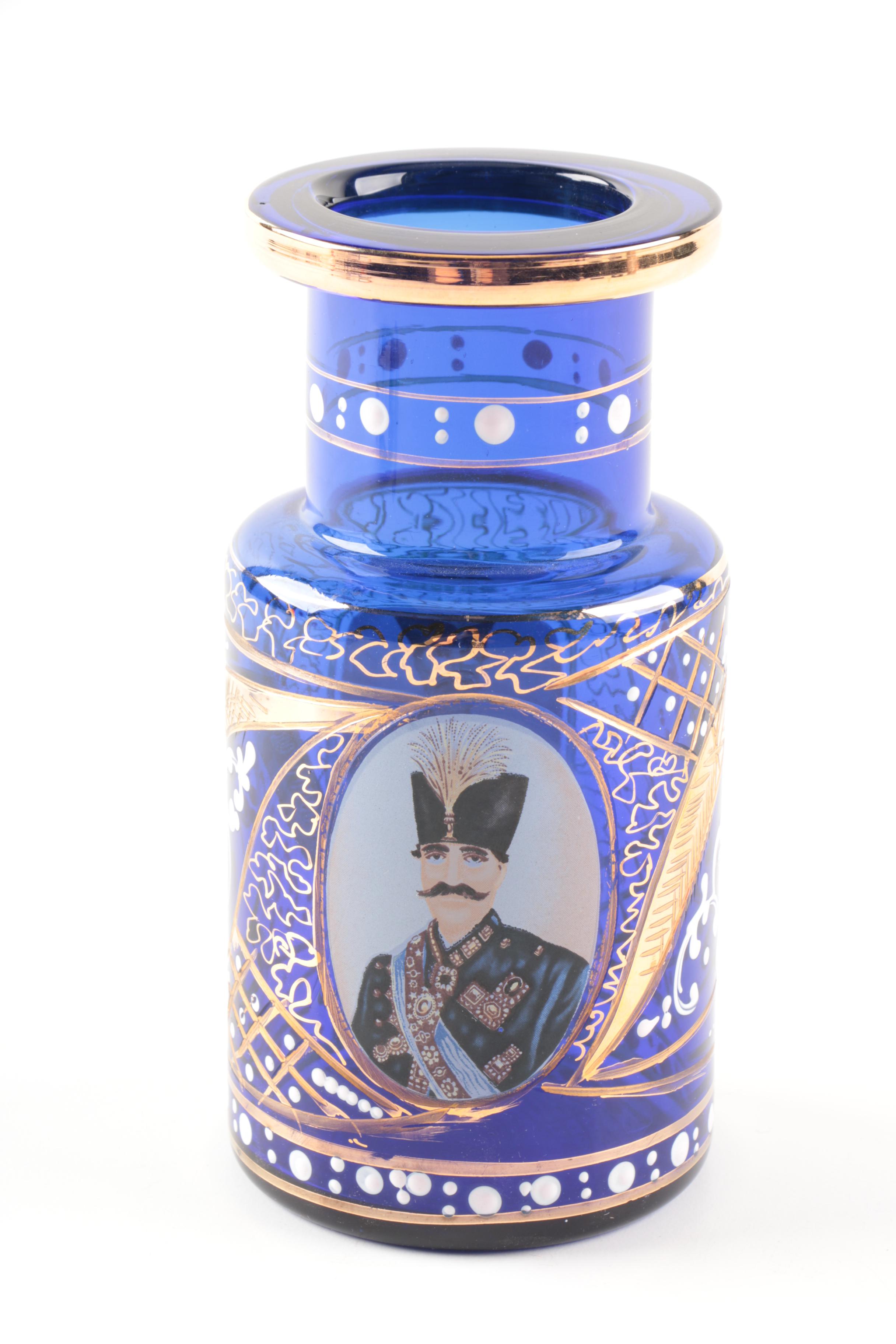 Naser al-Din Shah of Qajar Blue Decanter