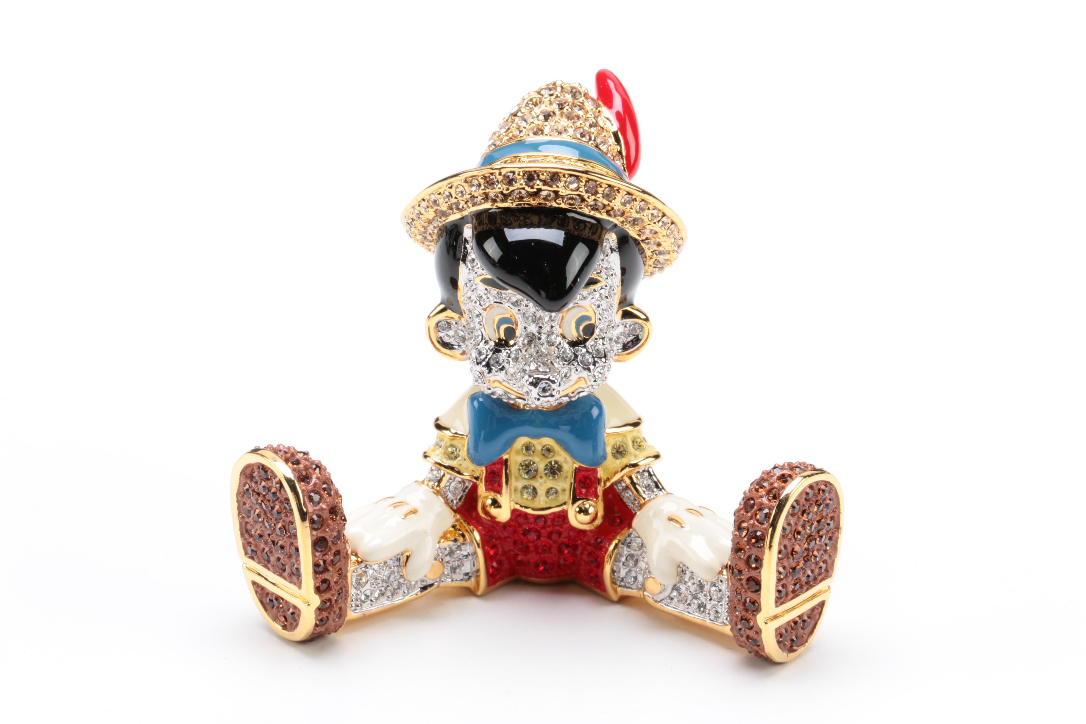 Arribas Brothers Limited Edition Jeweled Pinocchio and Jiminy Cricket Figurines