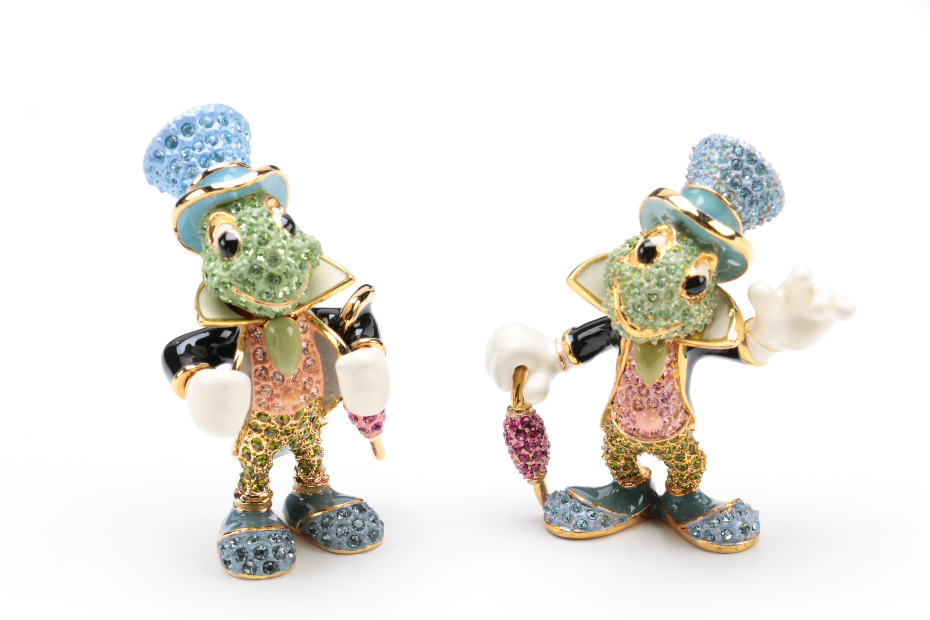 Arribas Brothers Limited Edition Jeweled Pinocchio and Jiminy Cricket Figurines