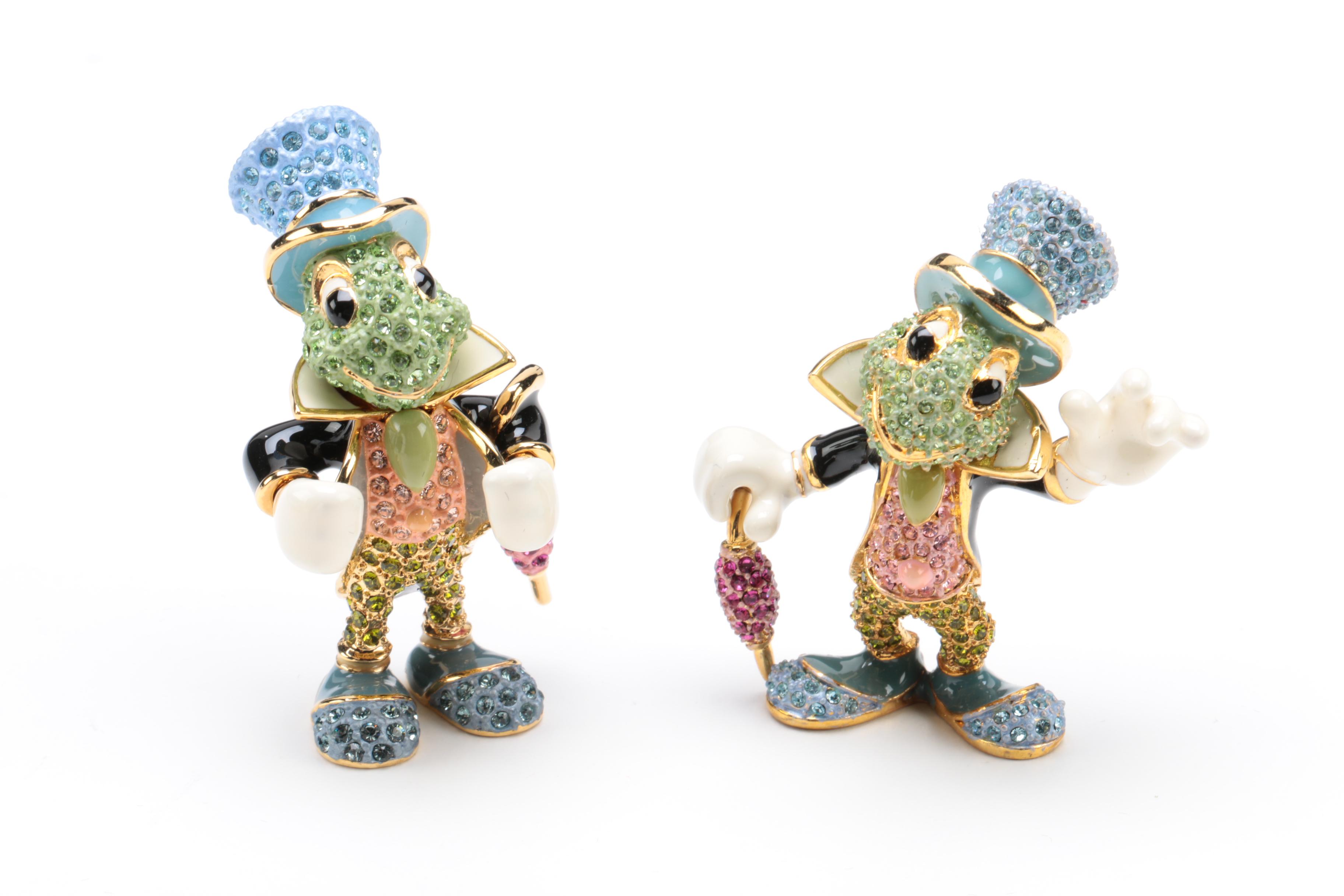 Arribas Brothers Limited Edition Jeweled Pinocchio and Jiminy Cricket Figurines