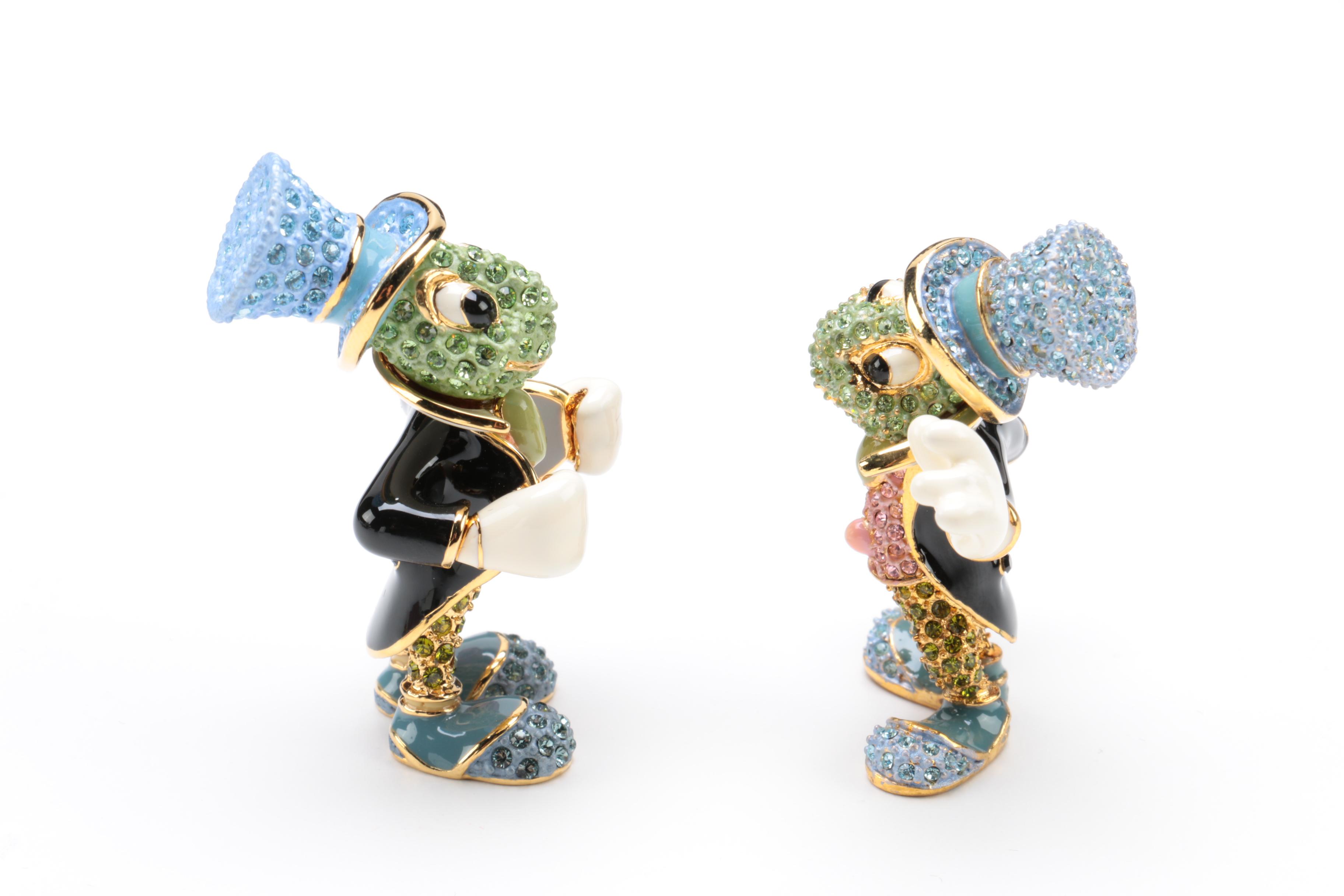 Arribas Brothers Limited Edition Jeweled Pinocchio and Jiminy Cricket Figurines