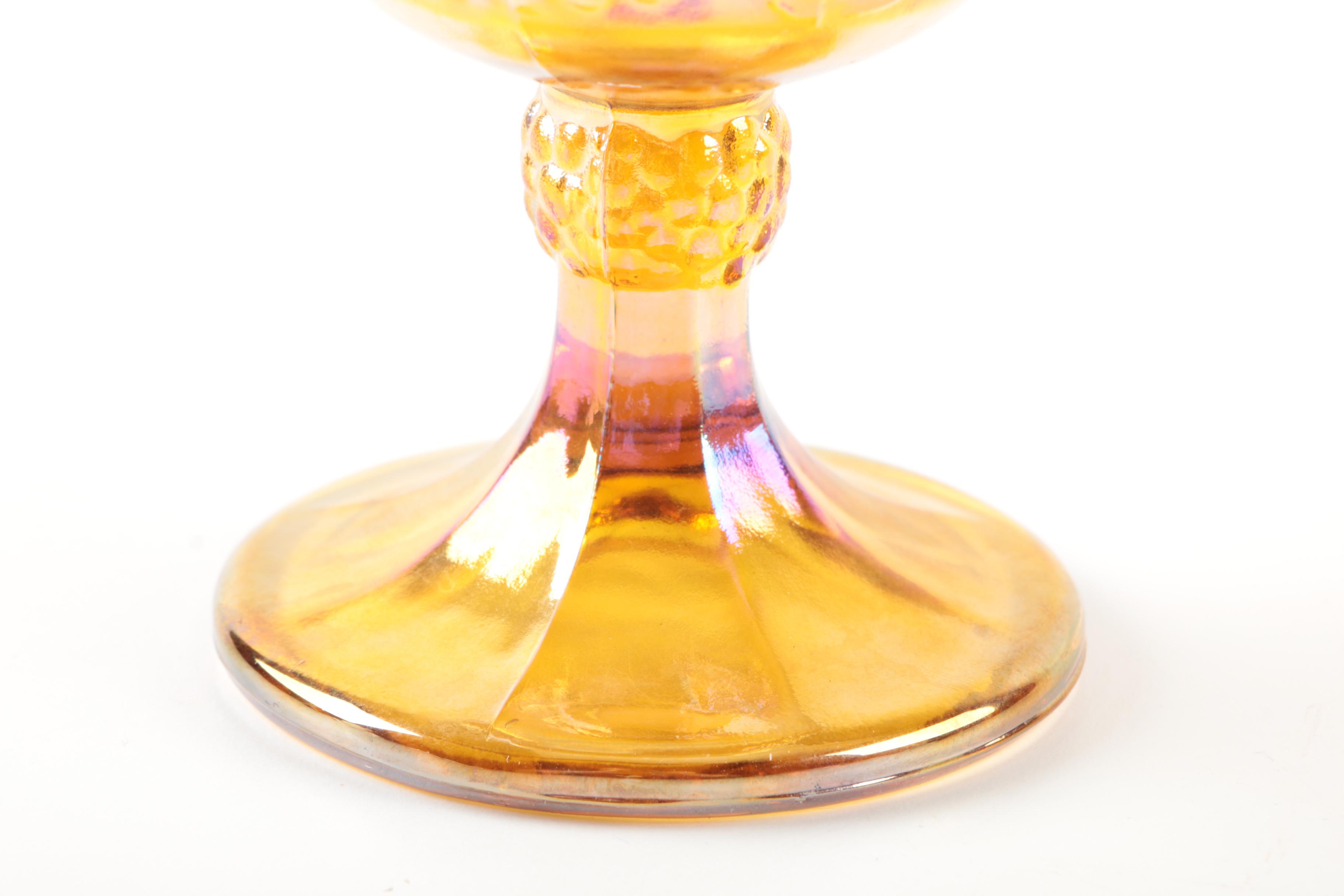Vintage Indiana Glass "Harvest Grape" Amber Carnival Glass Goblets