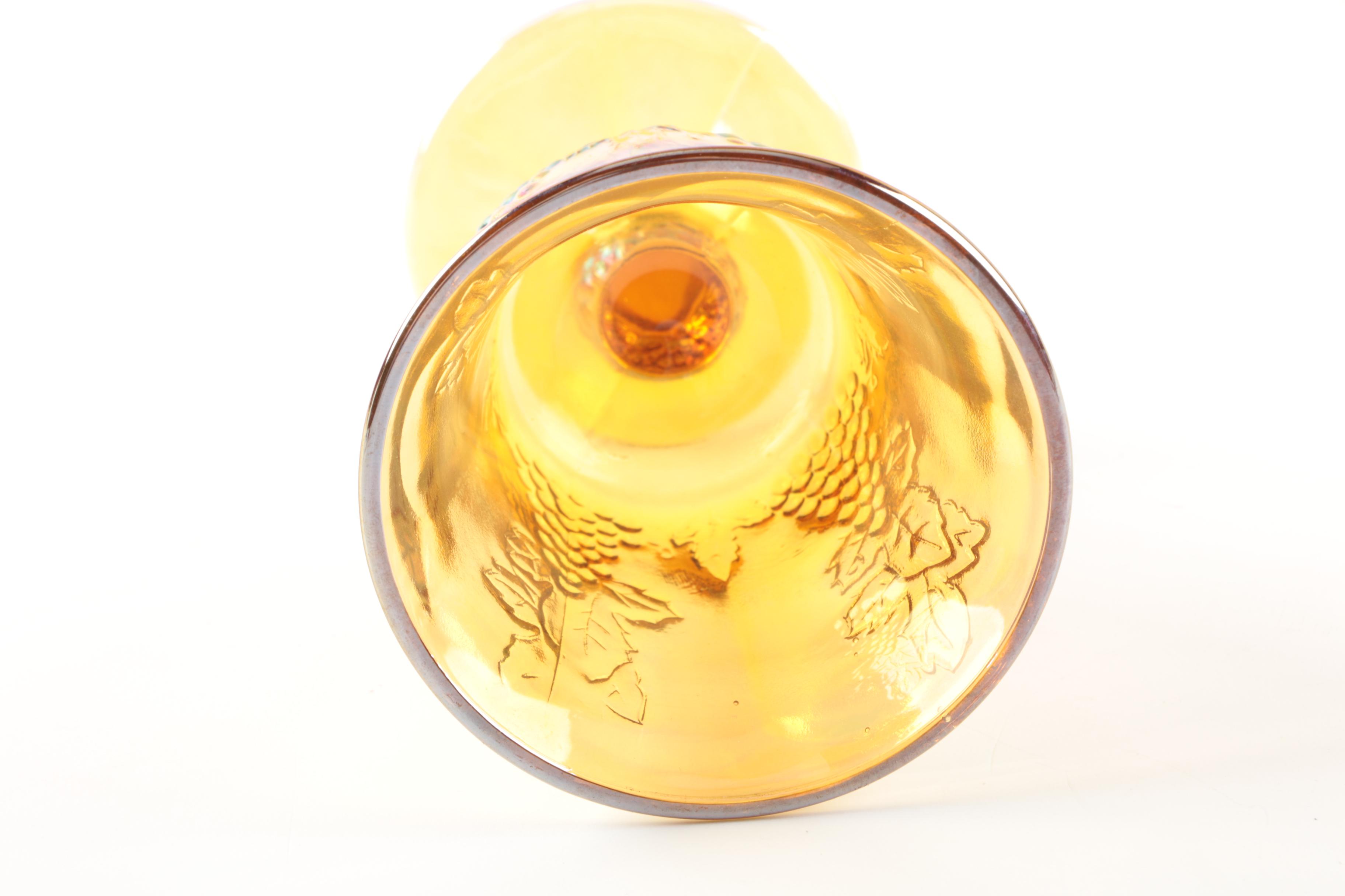 Vintage Indiana Glass "Harvest Grape" Amber Carnival Glass Goblets