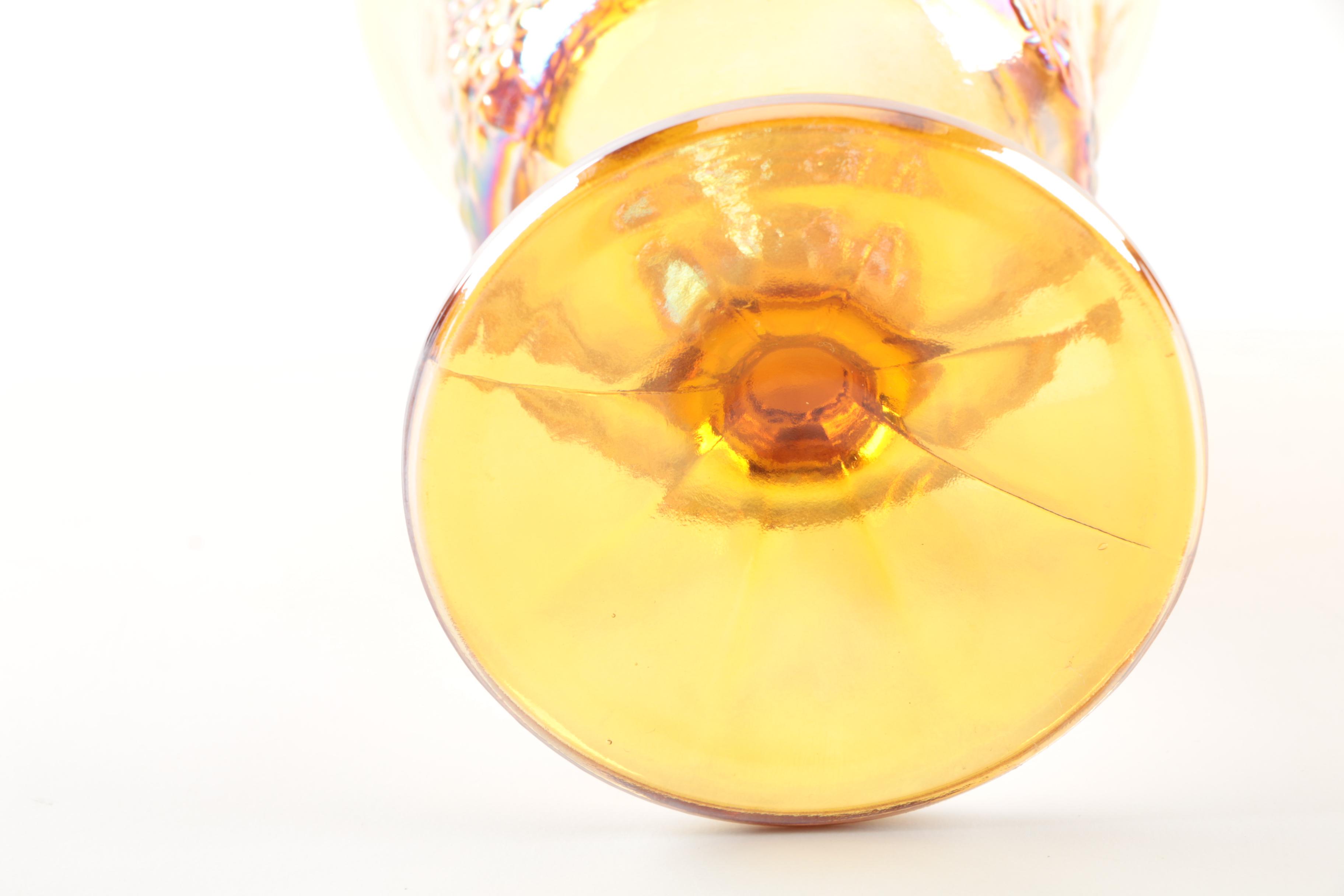 Vintage Indiana Glass "Harvest Grape" Amber Carnival Glass Goblets