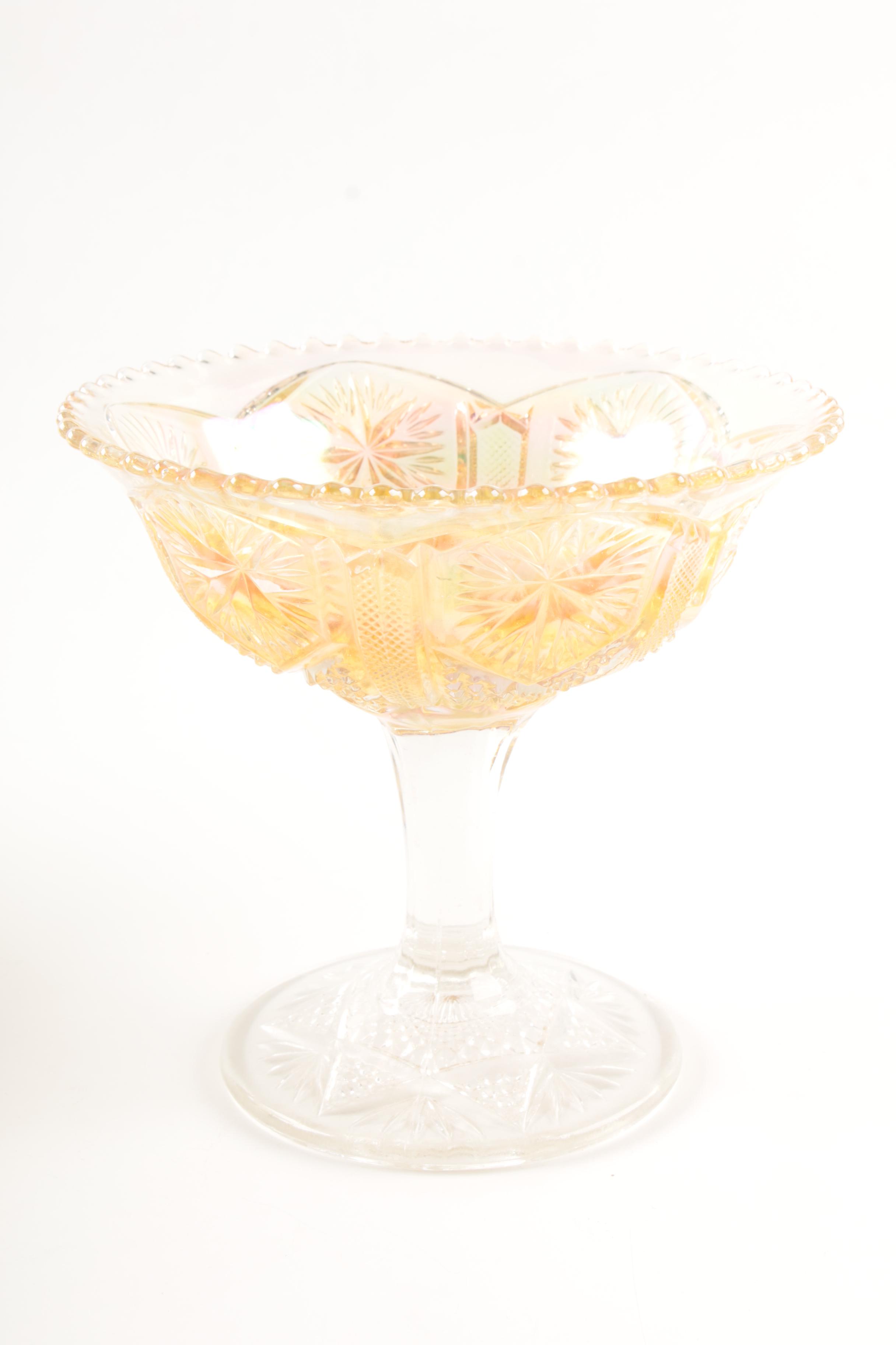 Vintage Flashed Cranberry and Amber Glass Serveware