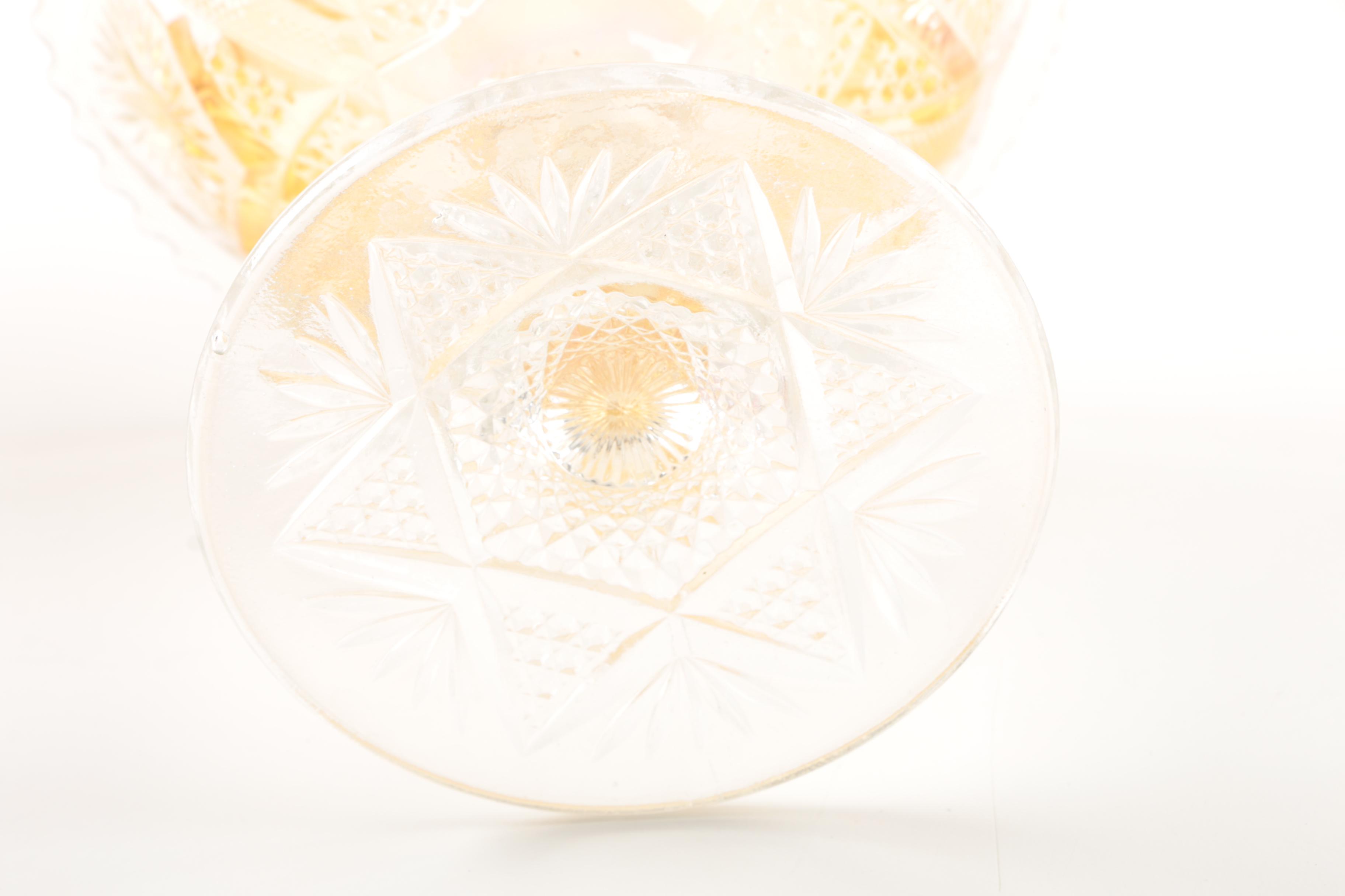 Vintage Flashed Cranberry and Amber Glass Serveware