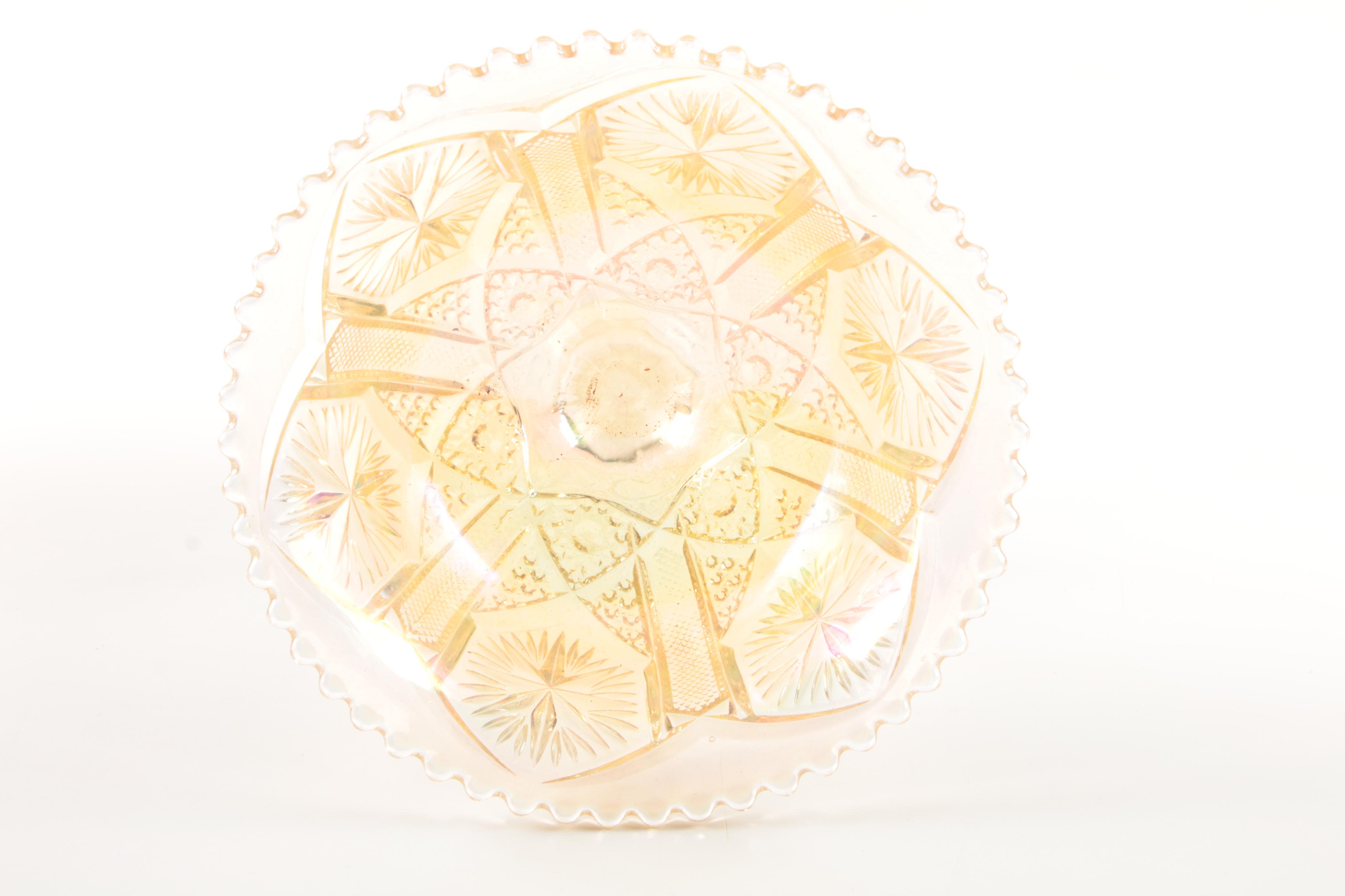 Vintage Flashed Cranberry and Amber Glass Serveware