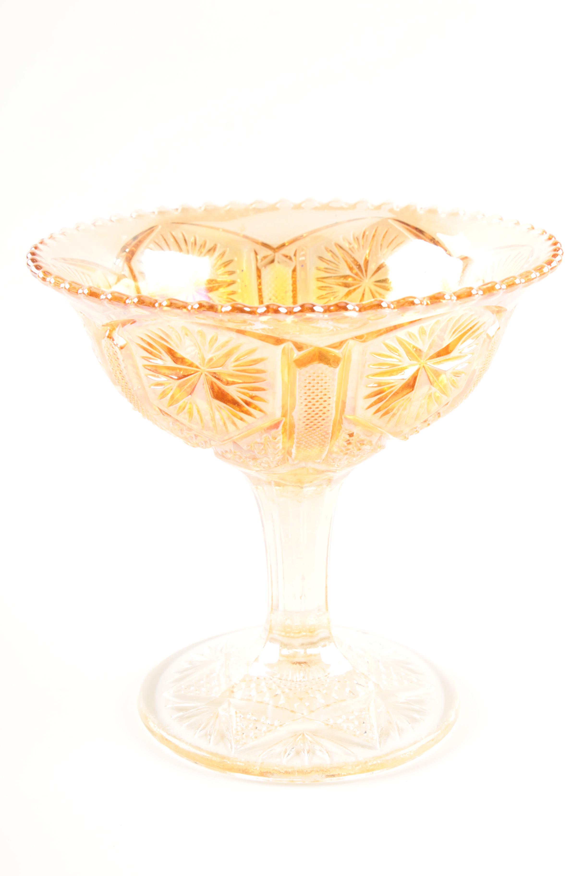 Vintage Flashed Cranberry and Amber Glass Serveware