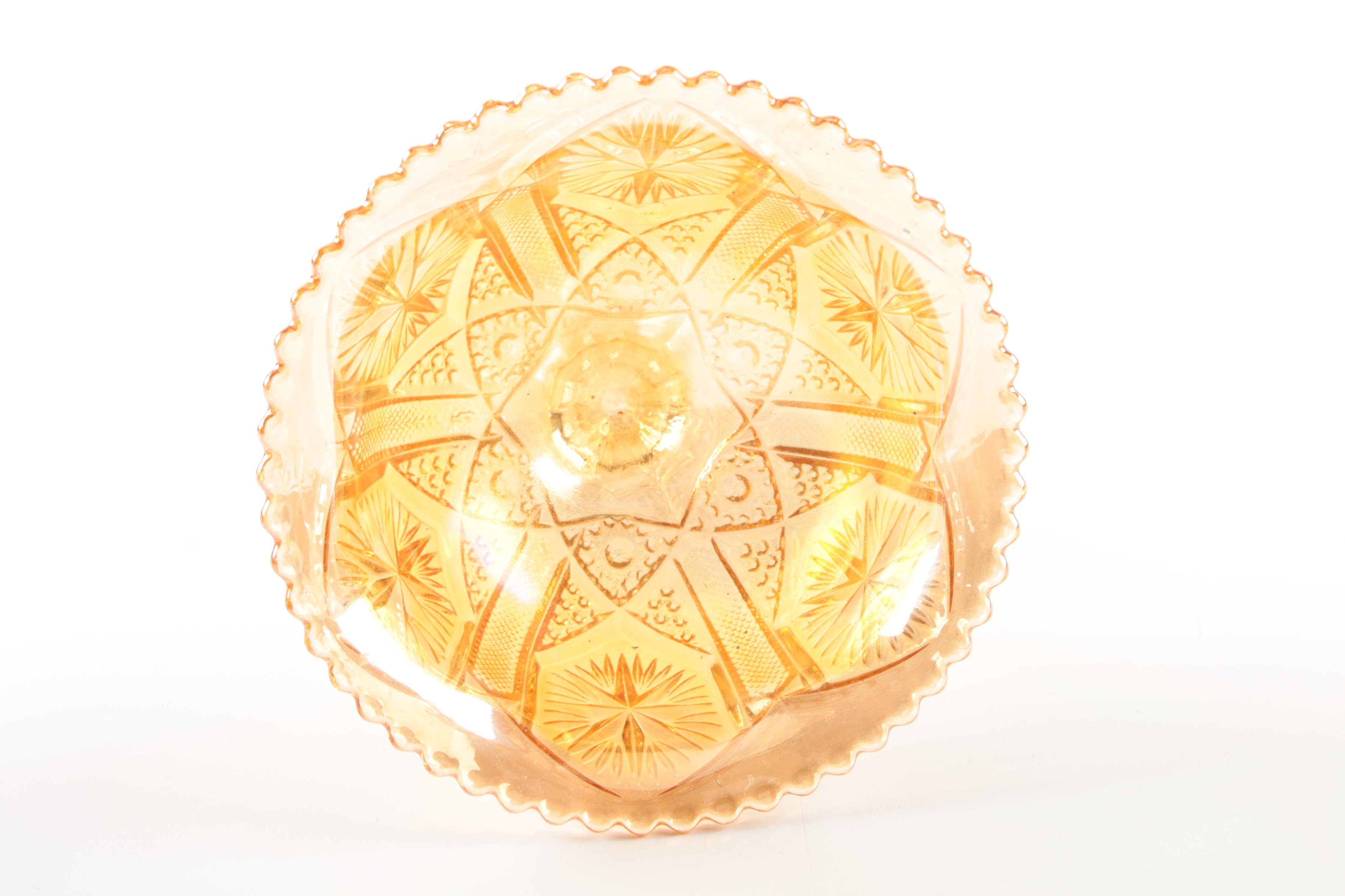 Vintage Flashed Cranberry and Amber Glass Serveware