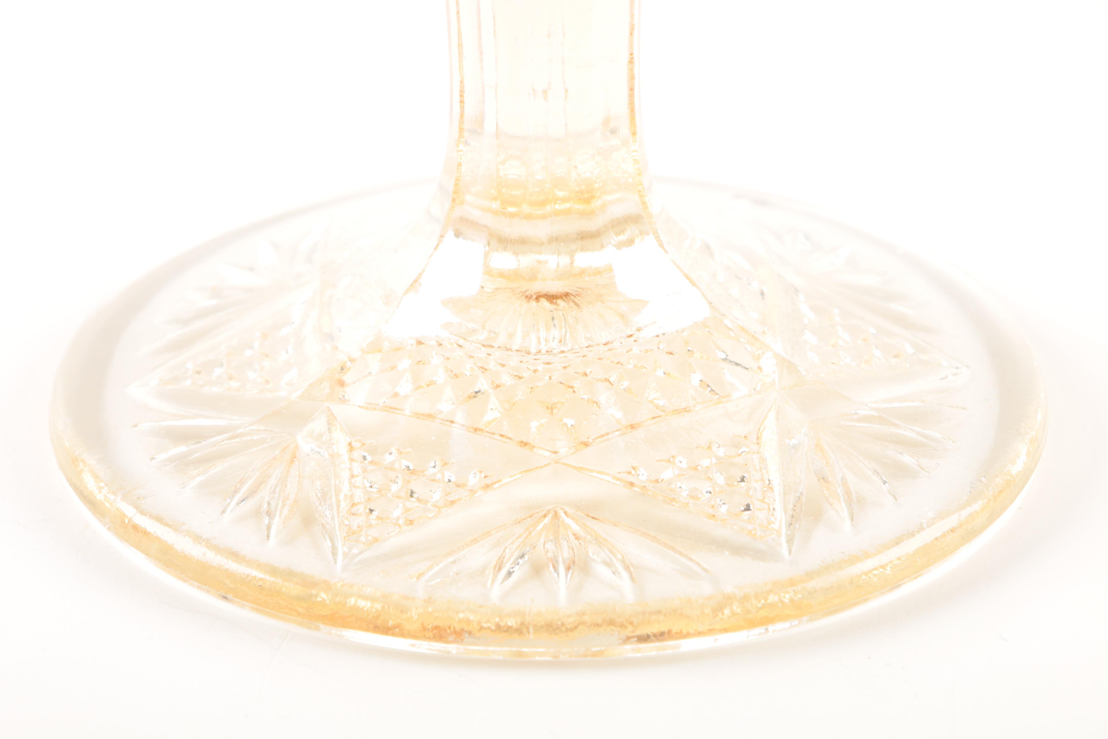 Vintage Flashed Cranberry and Amber Glass Serveware