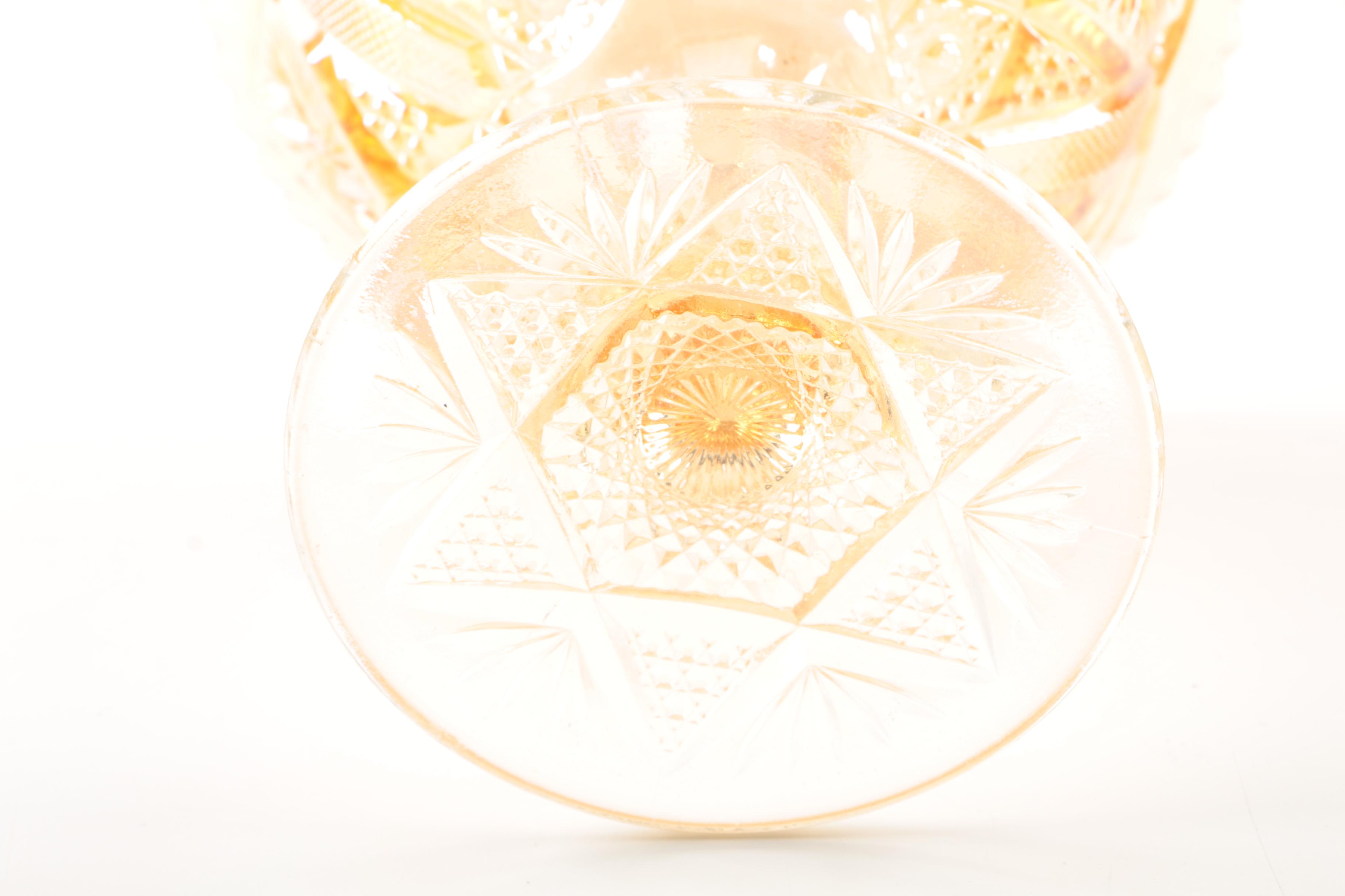 Vintage Flashed Cranberry and Amber Glass Serveware