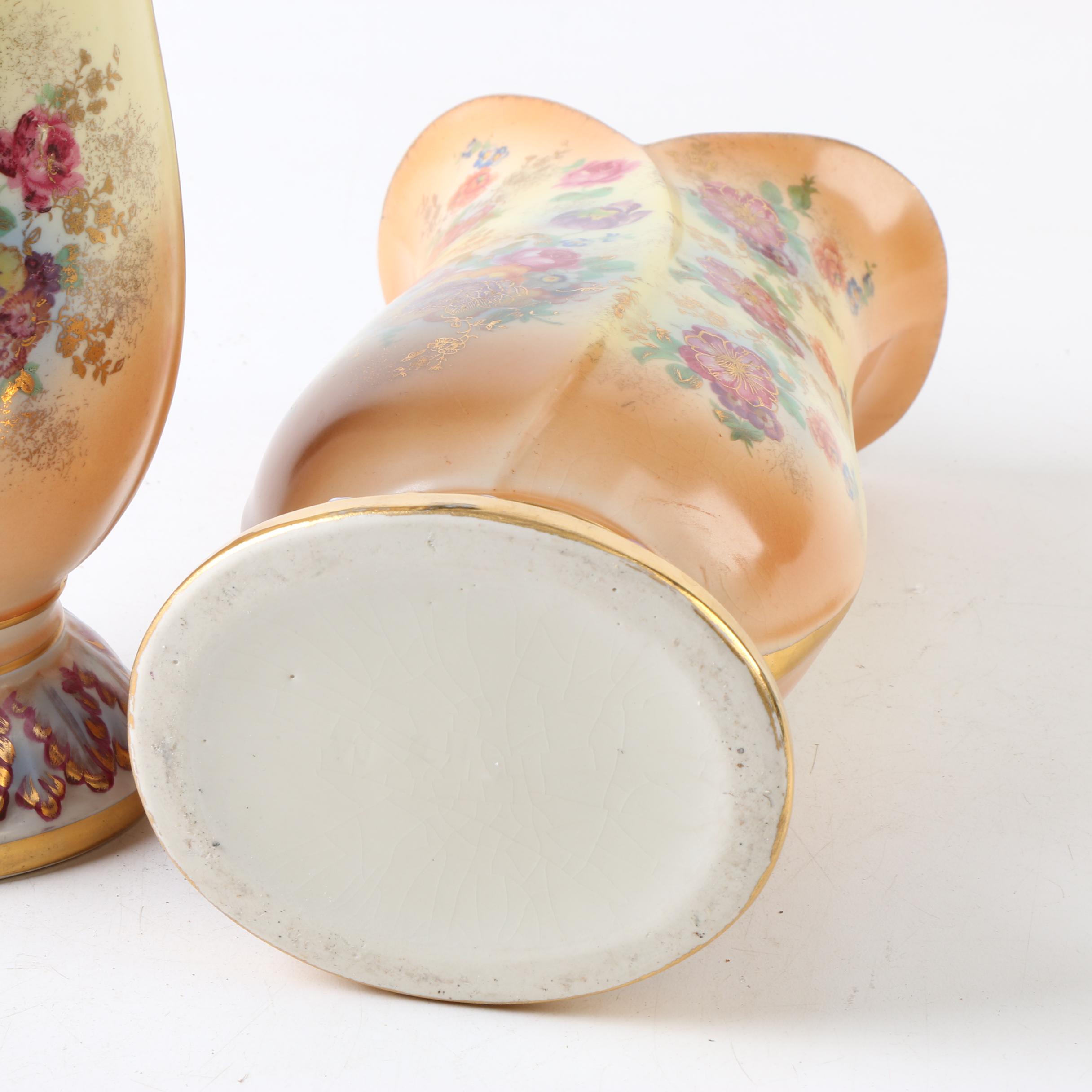 Tulip Shaped Floral Motif Ceramic Vases