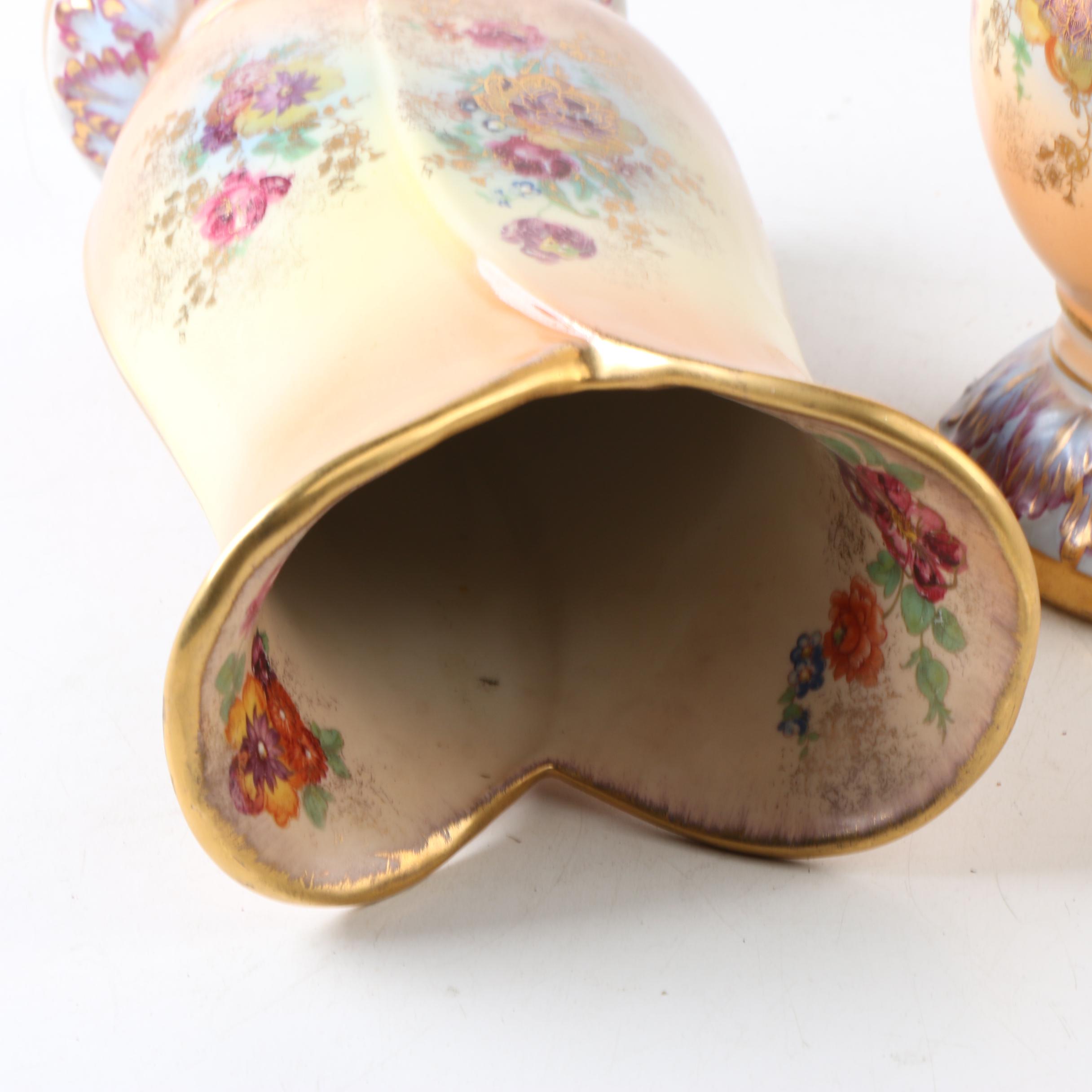 Tulip Shaped Floral Motif Ceramic Vases