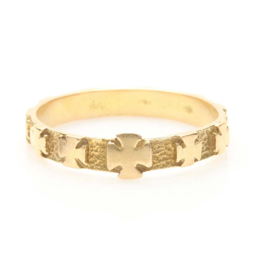 18K Yellow Gold Rosary Ring