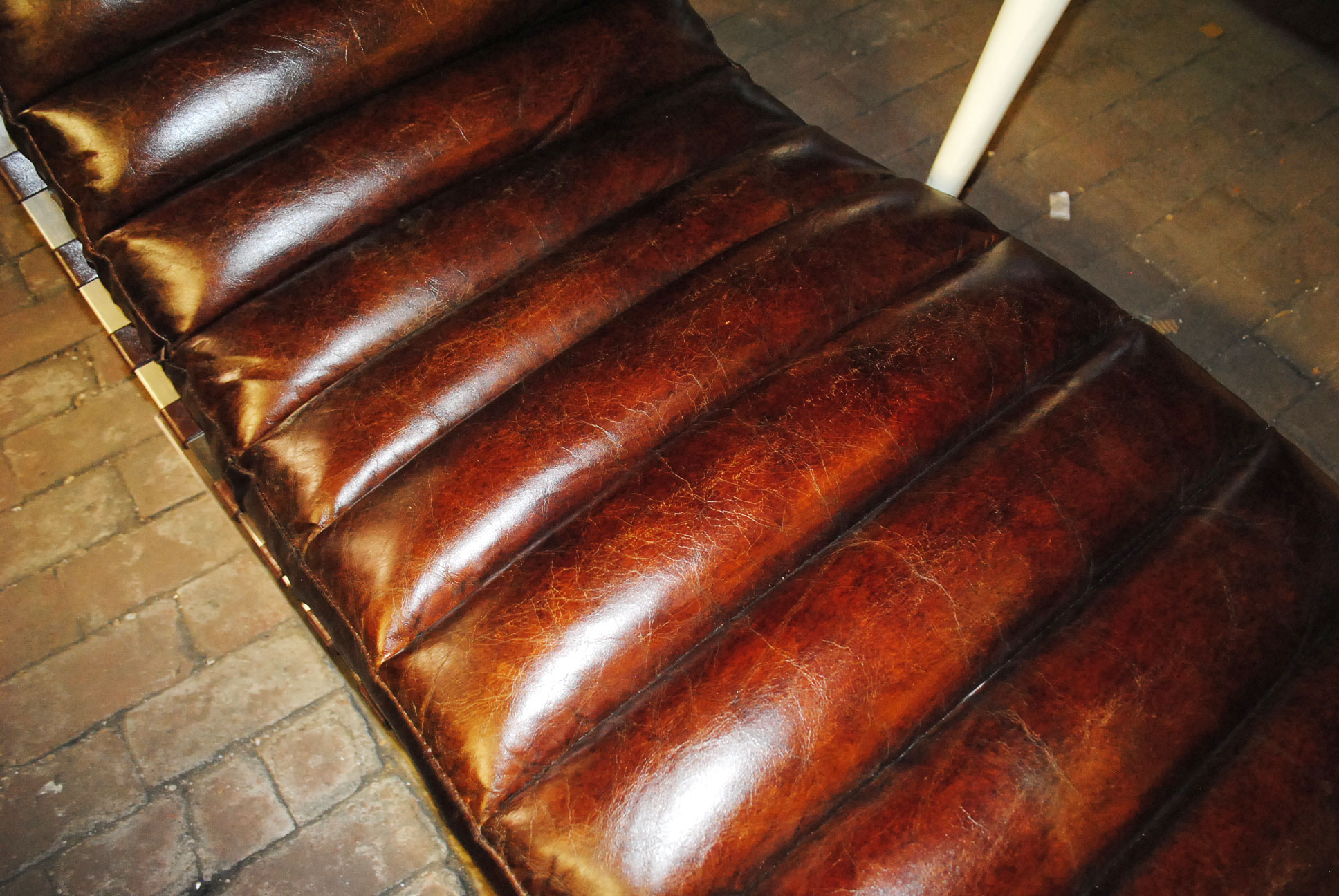 Modern Metal and Leather Upholstered Chaise Lounge